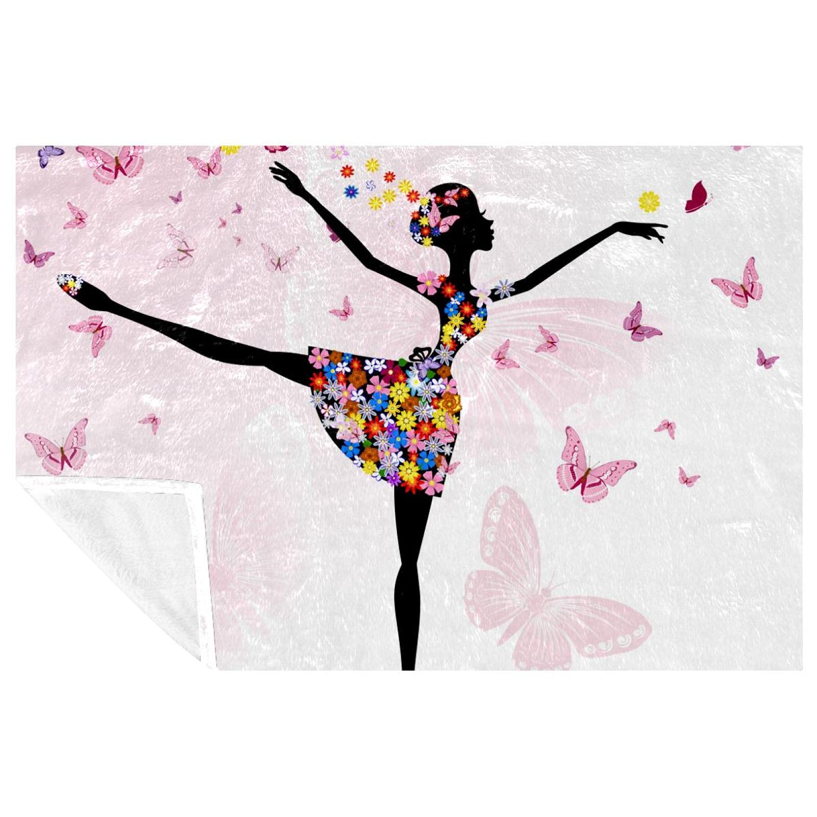 Plaid imprimé ballerine ultra chaud 150x100 cm confectionné en microfibre de qualité supérieure