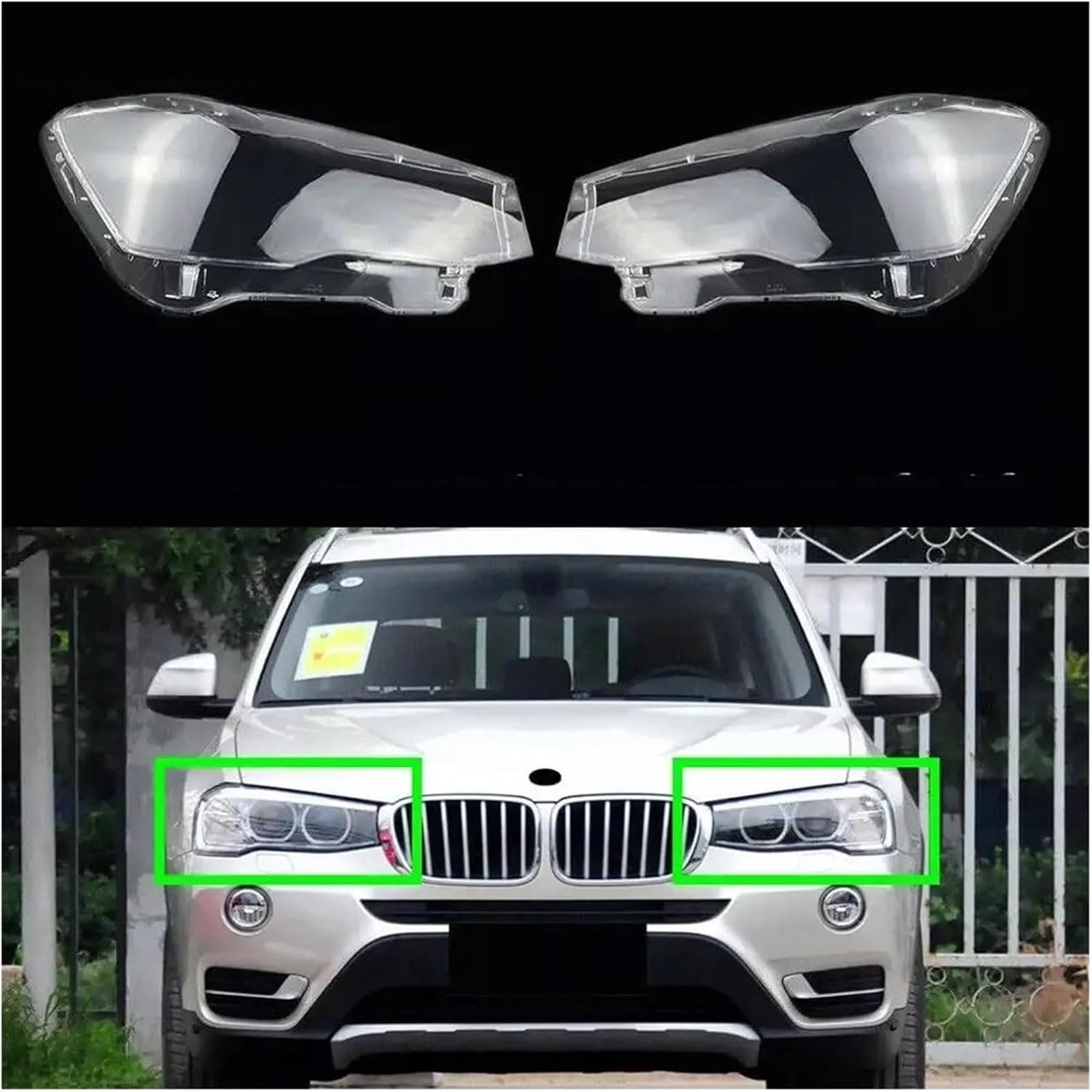 Copriobiettivo faro Per BMW F25 F26 X3 X4 2014-2018 Paralume trasparente per fari anteriori(Left)