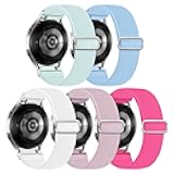 6 Pack Stretchy Bands Compatible with Samsung Galaxy Watch 7 6 5 4 40mm 44mm/Galaxy Watch 6 4 Classic 42mm 46mm 43mm 47mm/Galaxy 5 Pro 45mm/Active 2, 20mm Elastic Nylon Sport Strap for Men Women