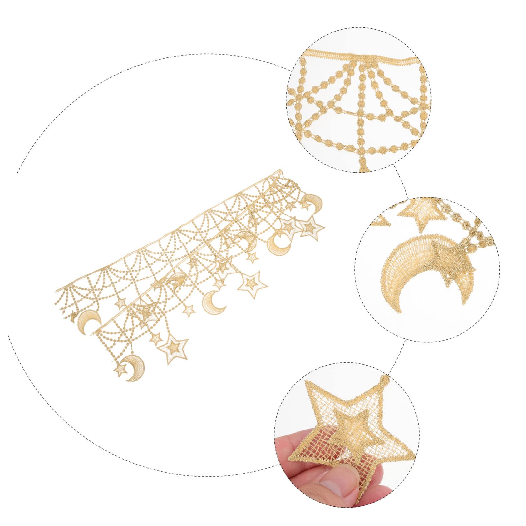 EXCEART 4piezas Cinta De Encaje Decorativa Para Manualidades Cinta De Encaje Para Ropa Estrellas y Para Proyectos De Costura y