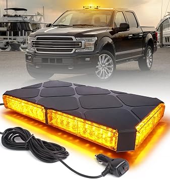 LUMENIX LED Roof Top Strobe Beacon Lights Bar Rooftop Emergency Hazard Warning Safety Flashing Plow Light for Construction Vehicles Tow Work Trucks Postal Security Cars Snowplow - Amber