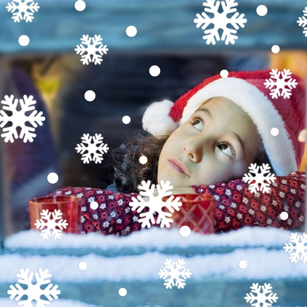 Clearance!! Quistal Christmas Decals White Xmas Snowflake Self Adhesive Wall Window Stickers Clings Vinyl Art Decoration (B)