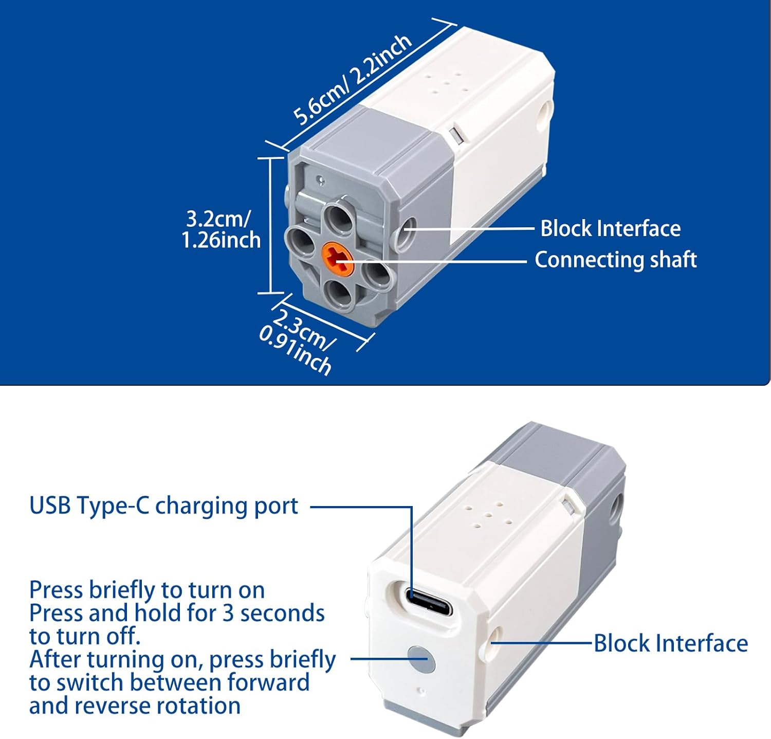 2-Piece Rechargeable M-Motor Powered Function Technology Motor Replacement for 8883-Motor, 3.7 Volts