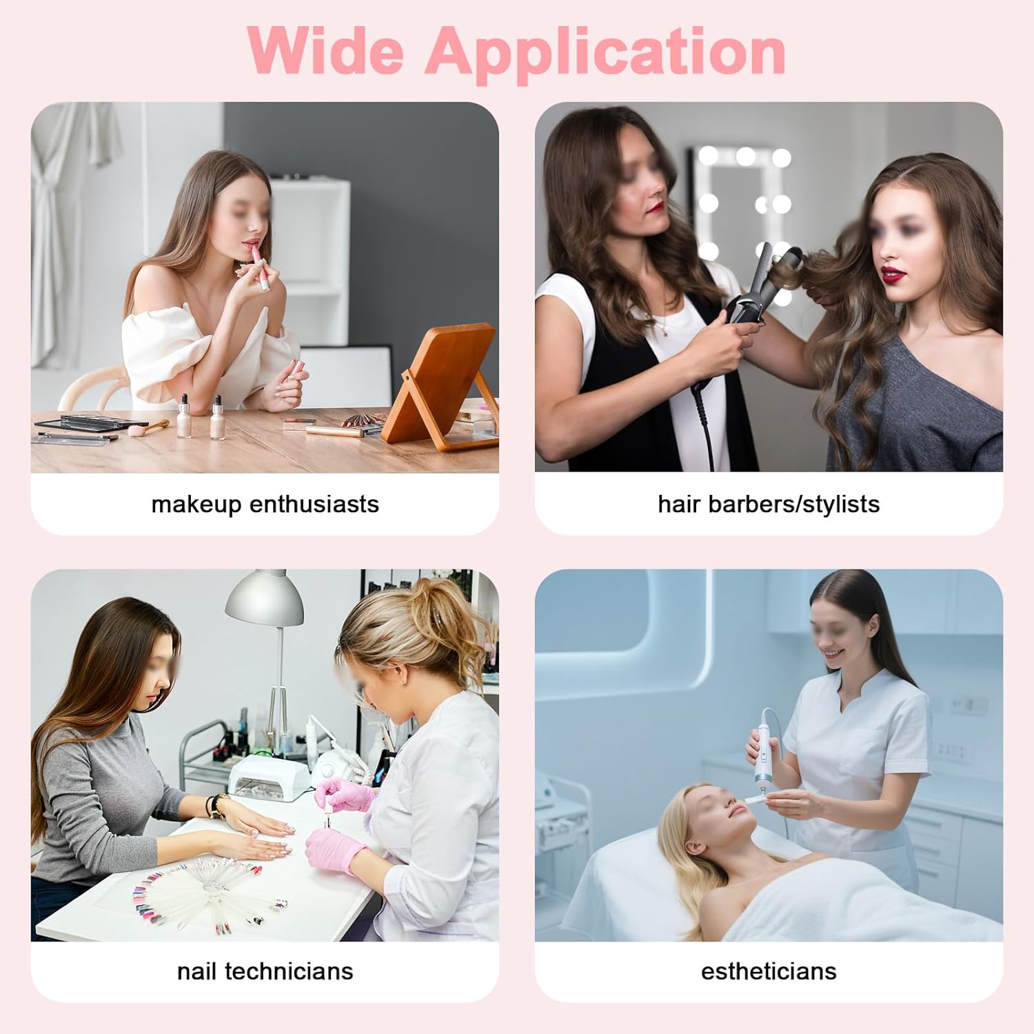 Rolling Manicure Table Foldable Nail Desk w/3 Drawers LED Mirror & Nail Polish Organizer, Portable Travel Nail Desk with storage on Wheels Lockable Makeup Train Case (Pink)