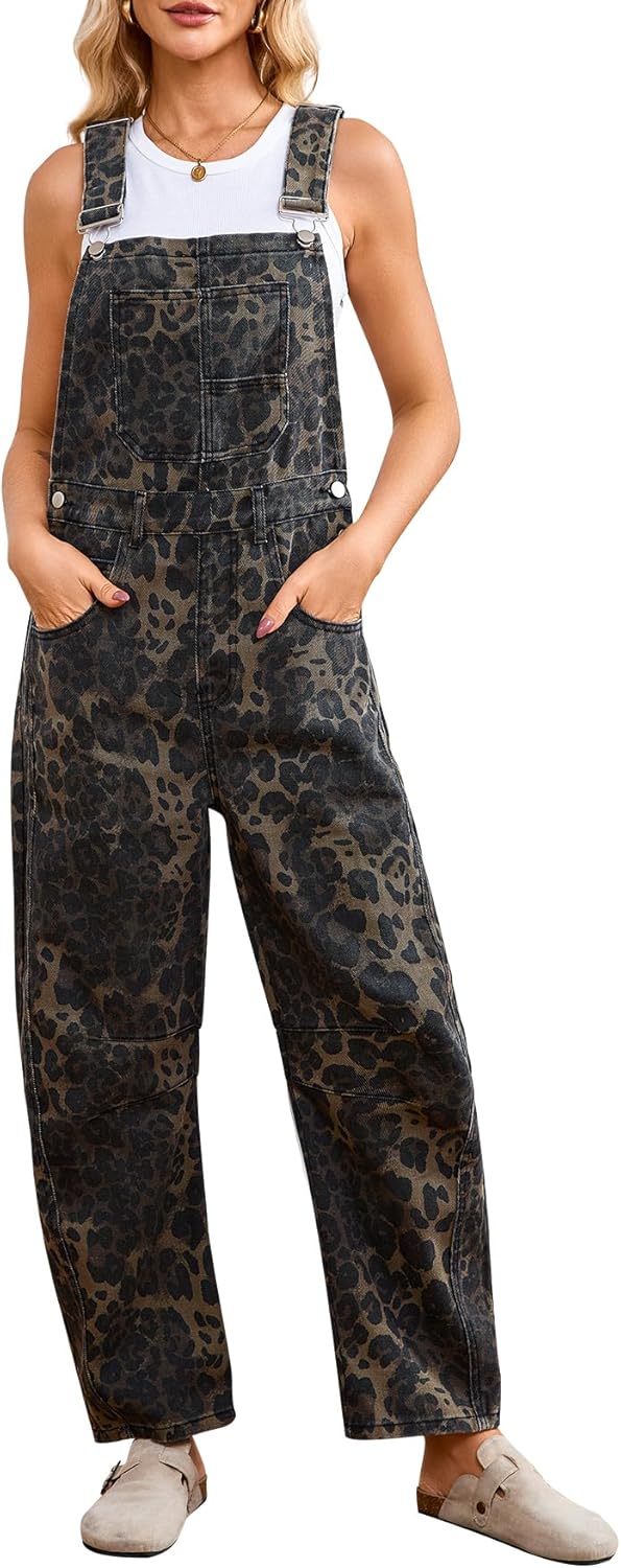 Kedera Women's Denim Overall Casual Straight Wide Leg Bib Jeans Overall Adjustable Straps Denim Romper Stretch Jumpsuits