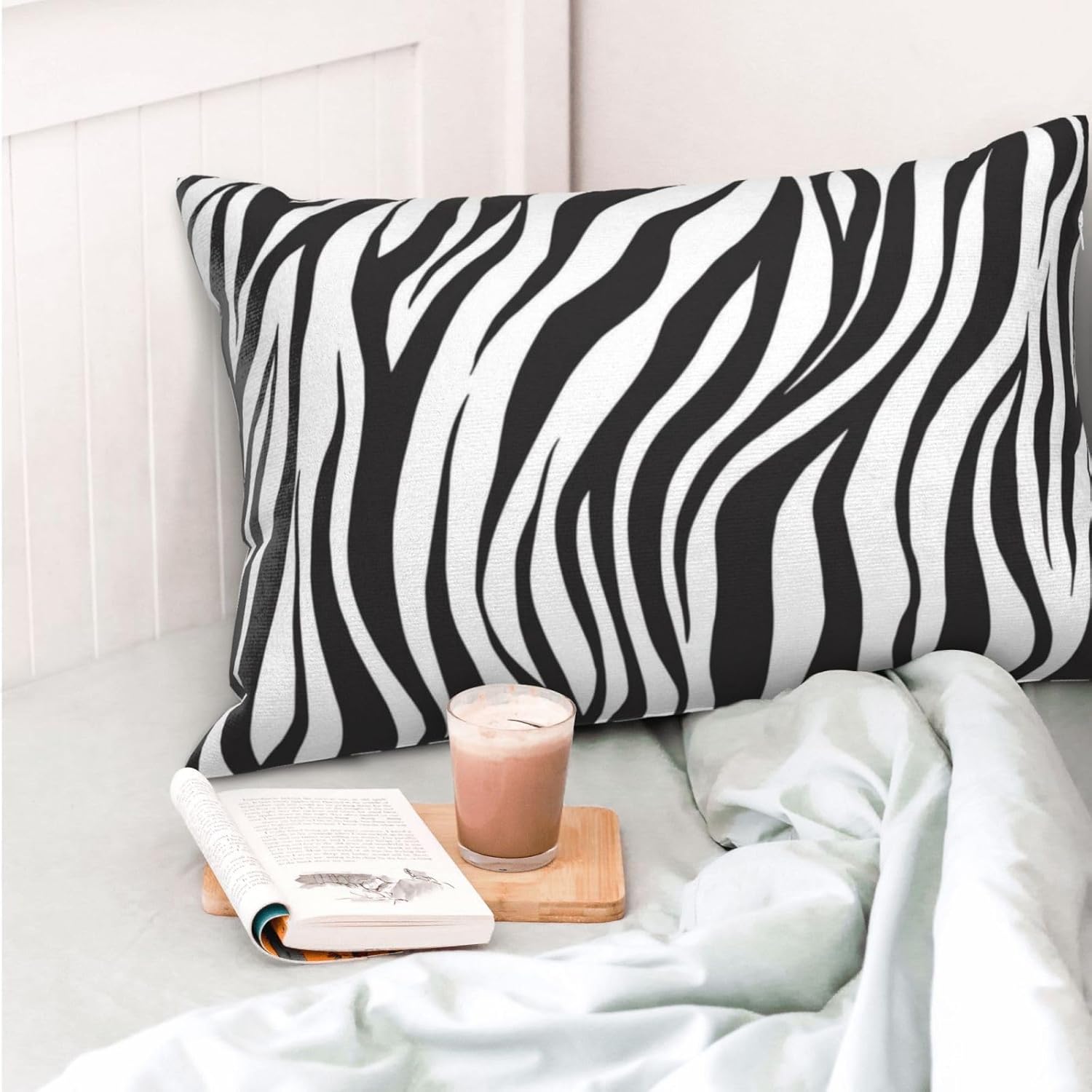 Zebra Print Striped Pillow Cover 12x20 Set of 2,Black and White Throw Pillow Covers Farmhouse Outdoor Pillow Cushion Case for Couch Living Room Bedroom Bed Sofa Modern Home Decor - Image 3