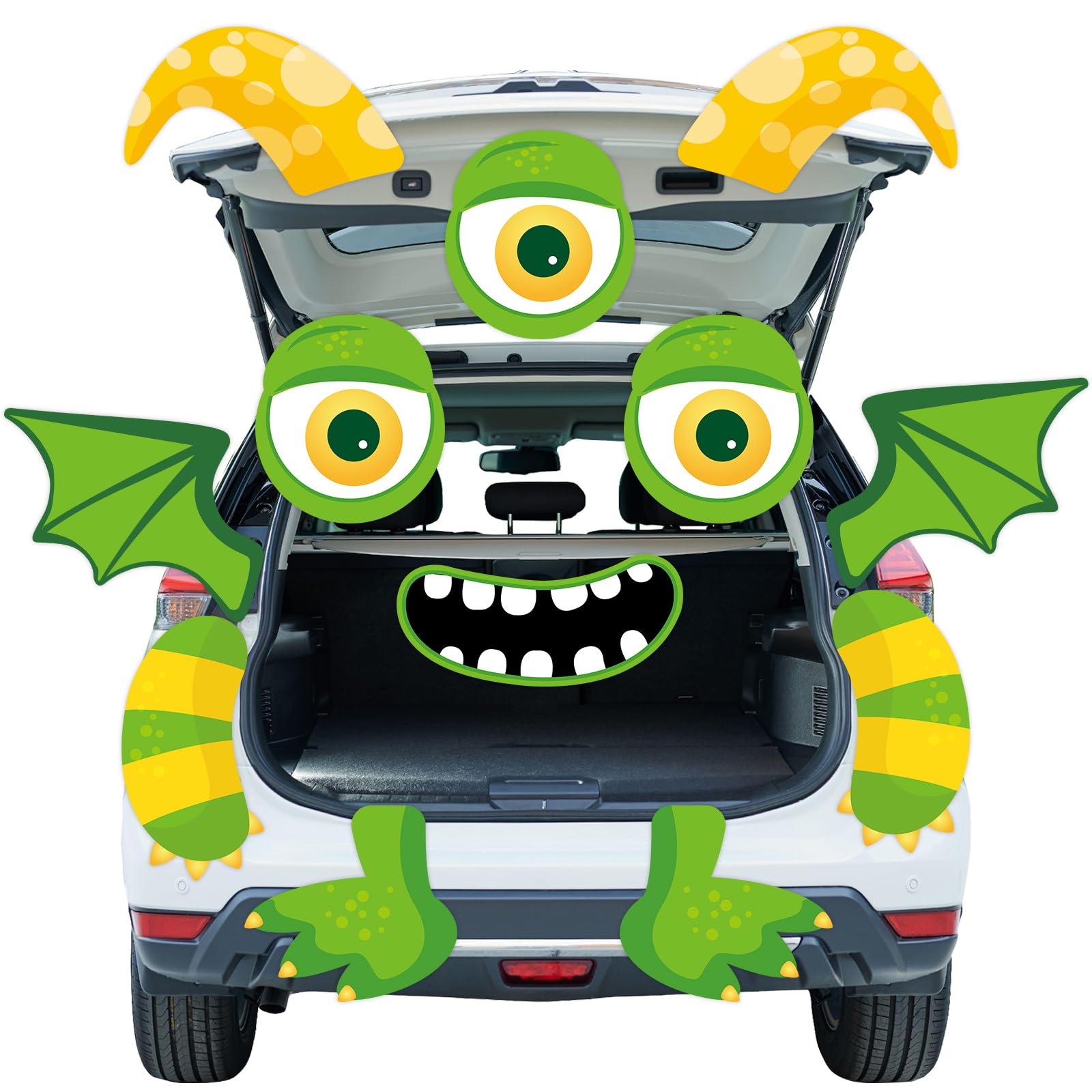 Halloween Trunk or Treat Car Decorations Kit Monster Face Halloween Decor for Outdoor Archway Garage Door 12Pcs