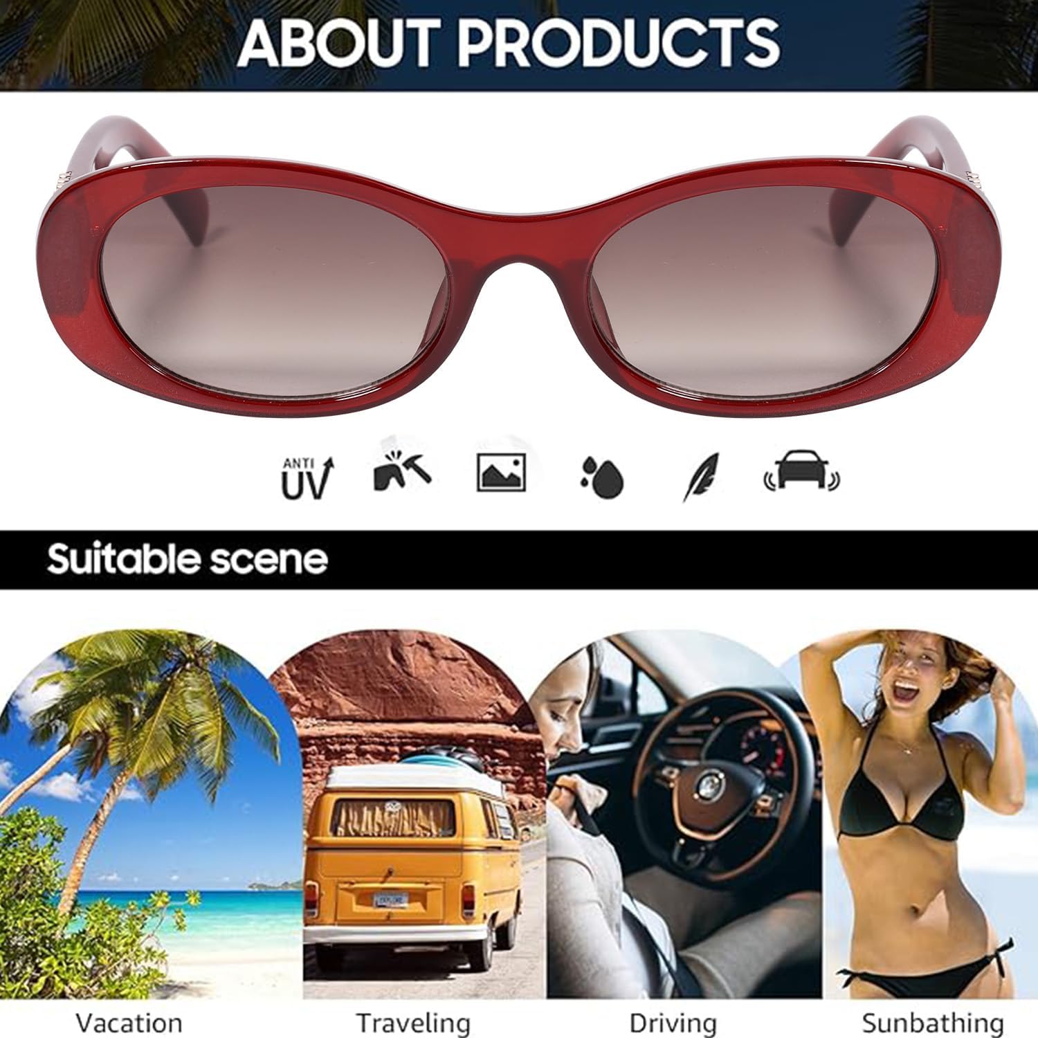 AICase Ozzy Merch Retro Oval Sunglasses for Women Men Small 90s Sun Glasses Trendy Round Shades Cute Miu Designer Sunnies UV400 Protection - Image 6