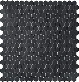 Black Peel and Stick Backsplash Mini Hexagon Tile, Self Adhesive Brushed...
