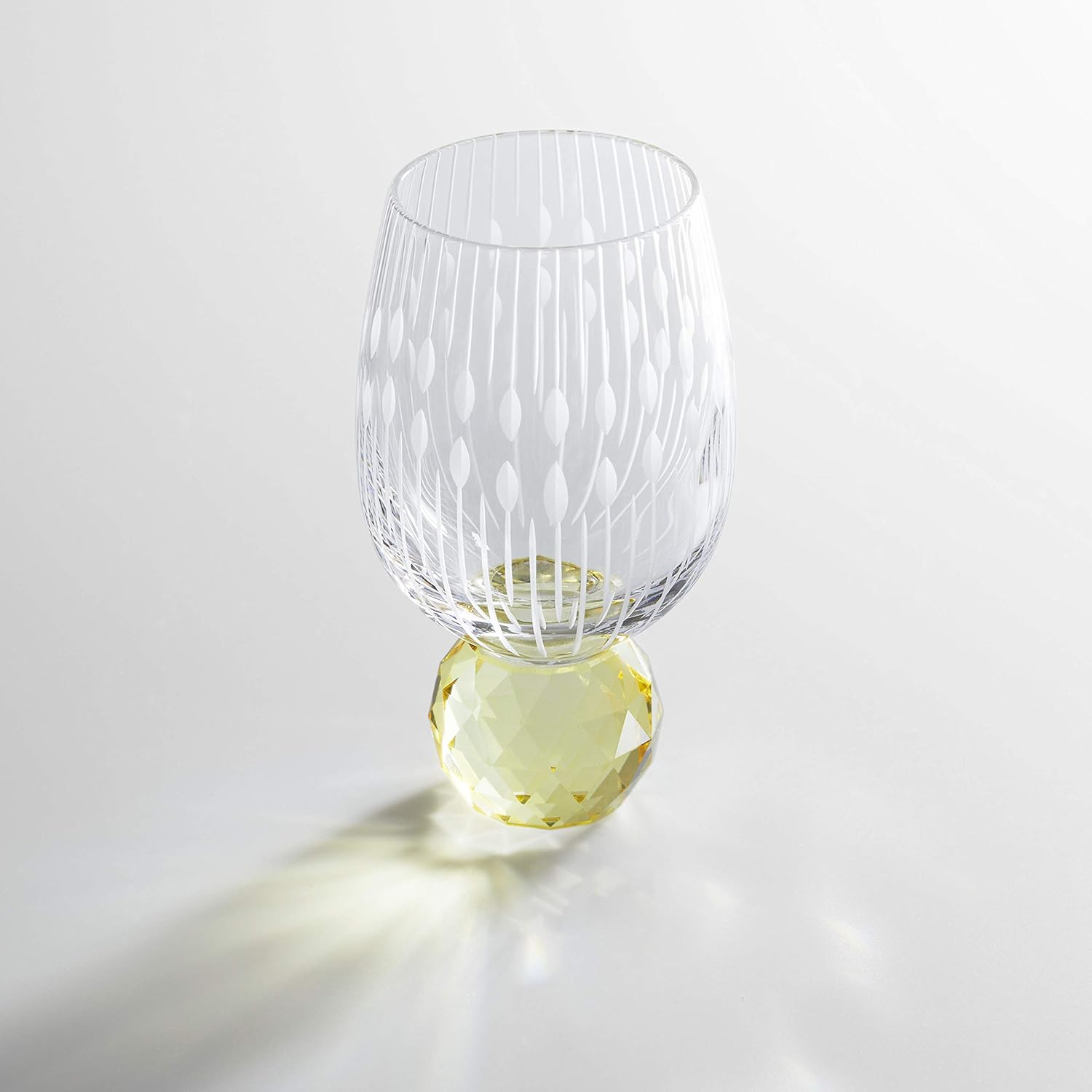 キラキラ東京切子 ぐい吞み 花火 レモンイエロー 当社の