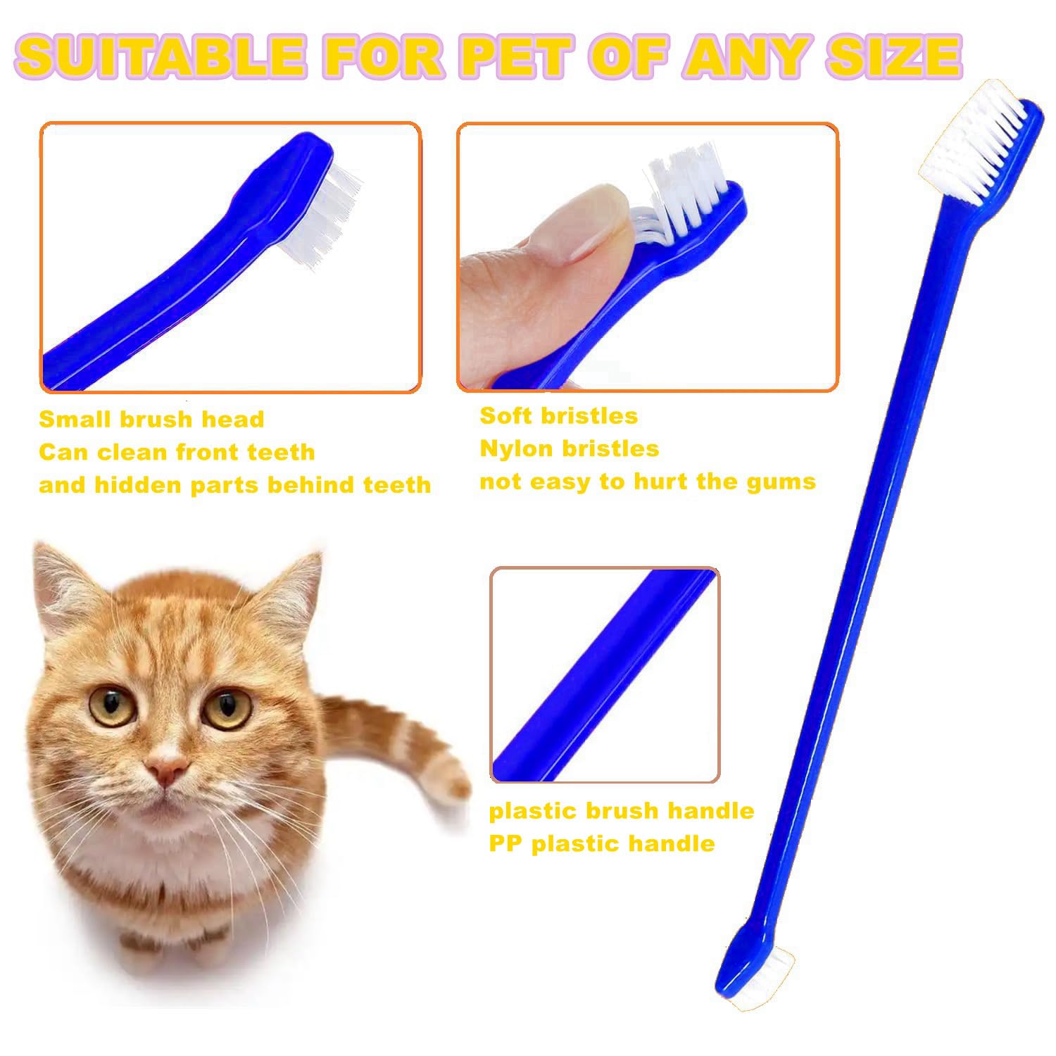 Dog Toothbrush Set of 8 – Dual Headed Dental Hygiene Brushes for Small to Large Dogs, Easy Teeth Cleaning & Dental Care,Dog Tooth Brushes for Small to Large Dogs, Cats, and Most Pets - image 3
