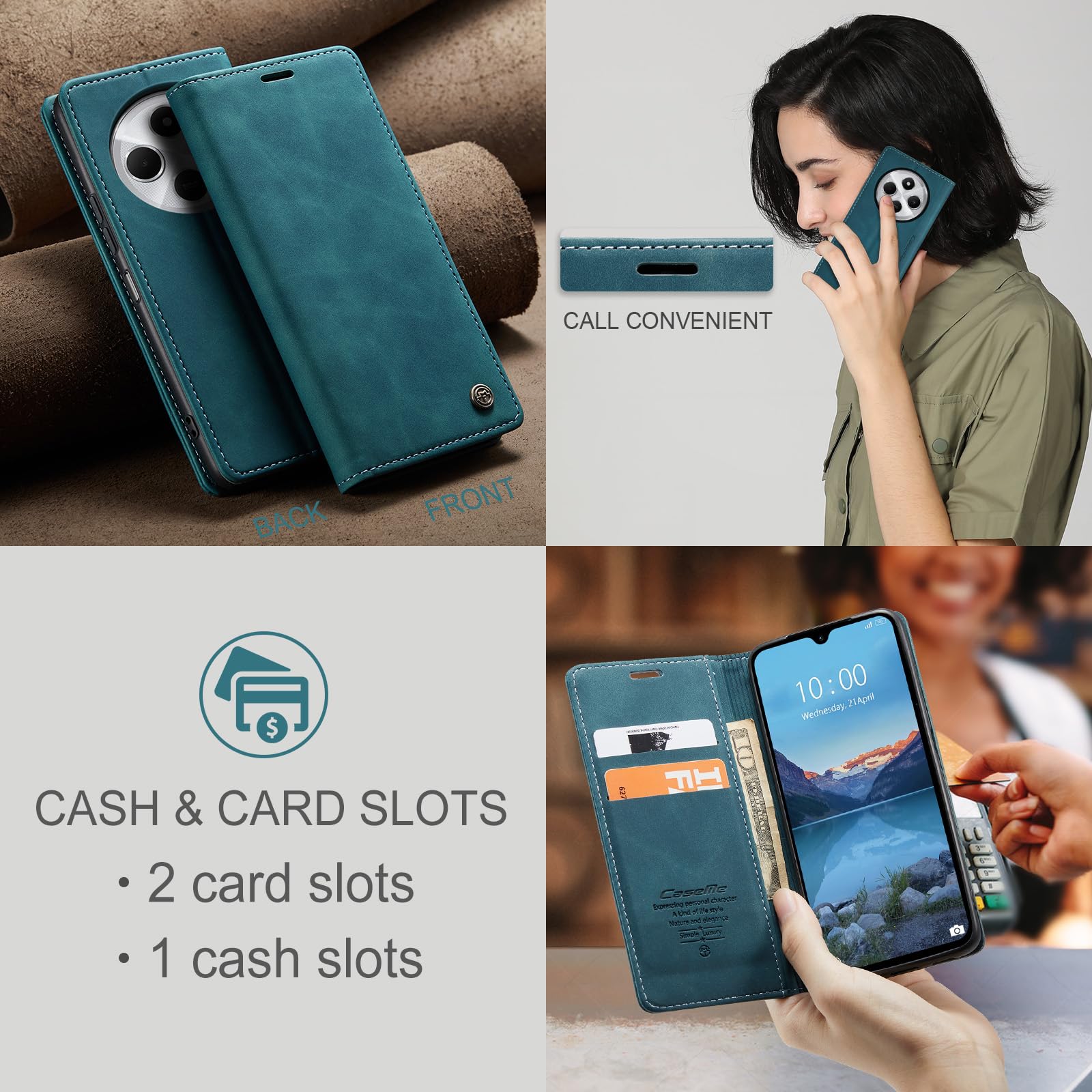 Amazon.com: Cracedily for Xiaomi Redmi 14C Case, Flip Wallet