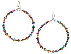 Bohemian Multi-Colored Sequin Hoop Gold Earrings - SPUNKYsoul Collection