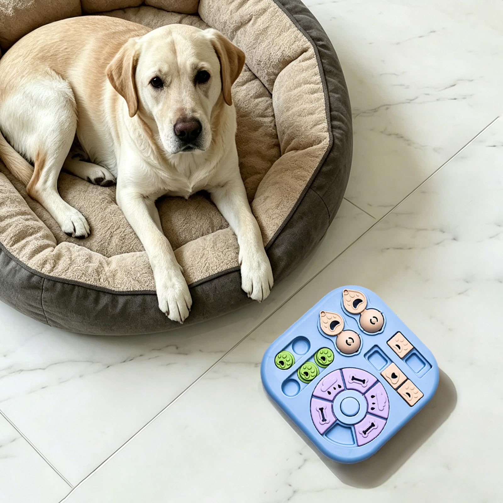 Juguetes de rompecabezas para perros, juego interactivo, escondite de golosinas para cachorros | Promueve la inteligencia natural, función de alimentación lenta, base antideslizante, fácil de limpiar, estimulación mental