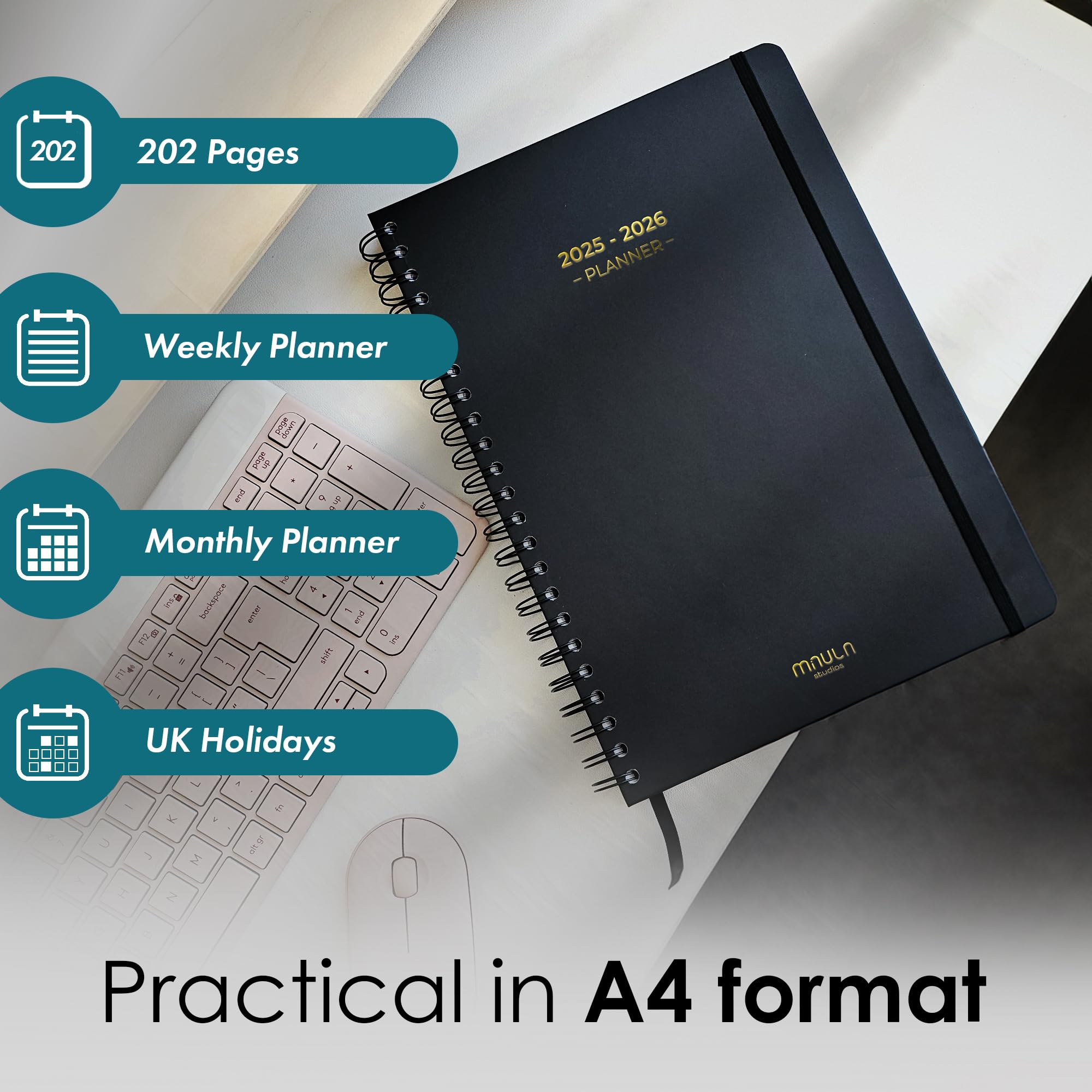 2026 Diary Week to View, A4 Dated Planner, Minimalist Weekly & Daily Planner Inspires Productivity, A4 Week To View, Home - Image 3