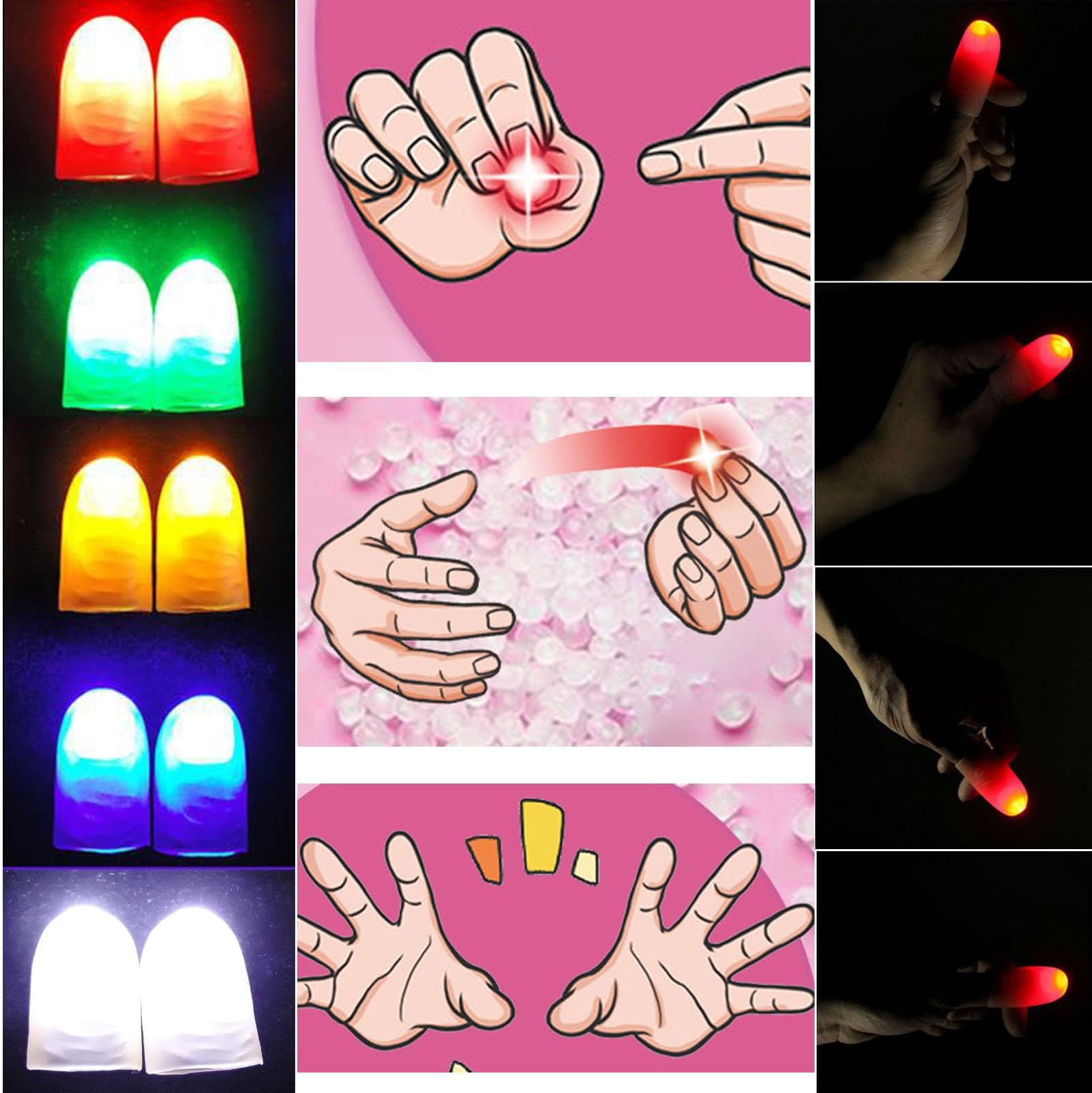 sumricaMagic LED Finger Lights - Thumbs Light, Fake Finger, Magic Trick - Party Supplies (RED, Junior x 3Packs/6PCS & Adult x 3Packs/6PCS)