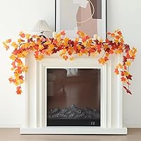 Vista 46 de Mizii 2 Strands Artificial Maples Vines Garland 79" Fake Vine Silk Maple Leaves Faux Hanging Fall Garland for Fall Decor Thanksgiving Porch Mantle