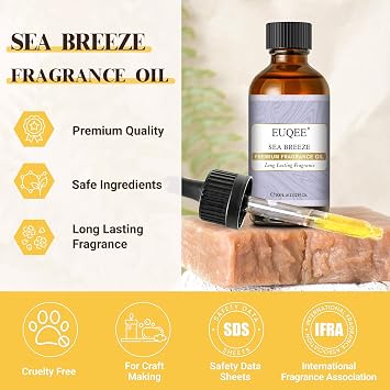 EUQEE Sea Breeze Fragrance Oil with Glass Dropper 2.02 Fl oz/ 60ML | Essential Oil Scented Oil for Diffuser, DIY Soap, Candle Making