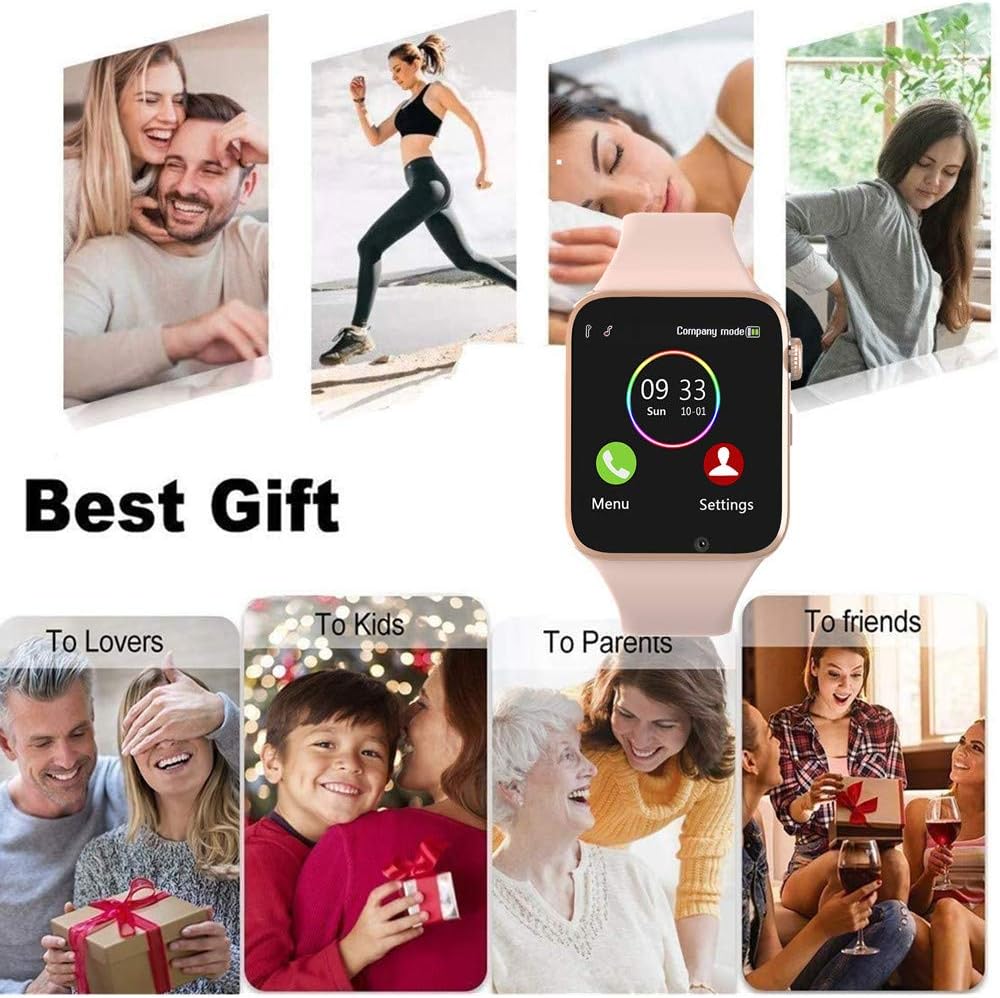 Smart Watch for Android Phones Compatible with iPhone Samsung, Sazooy Fitness Tracker Smartwatch TouchScreen Bluetooth Watch with Sim SD Slot Camera Support Text and Call for Women Men Kids (RoseGold)
