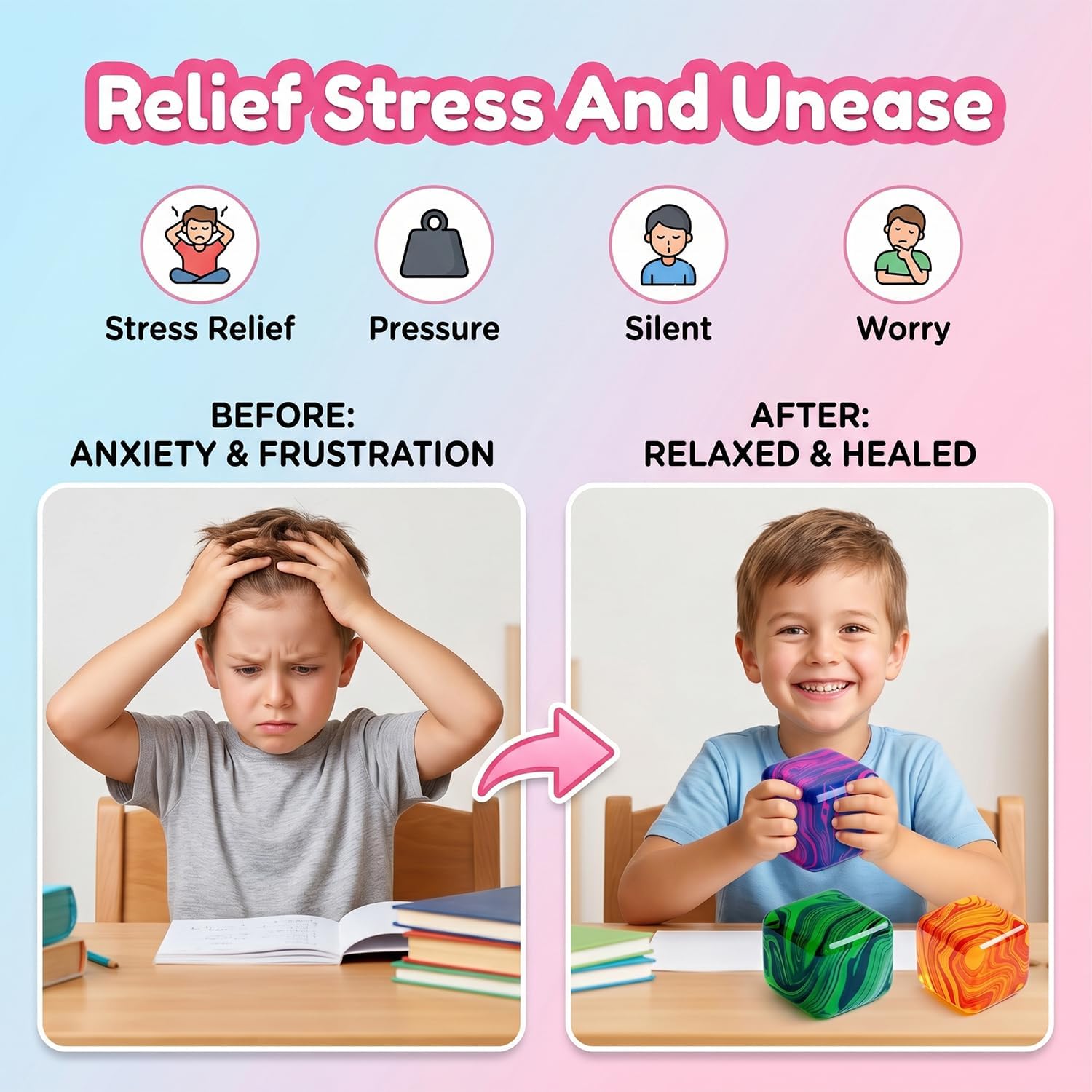 LAHAND 4 Pack Slow Rising Stress Cube,Ice Cube Squishy for Anxiety Stress Relief, Soft Squishy Toys for Party Favors Gifts Classroom Prizes