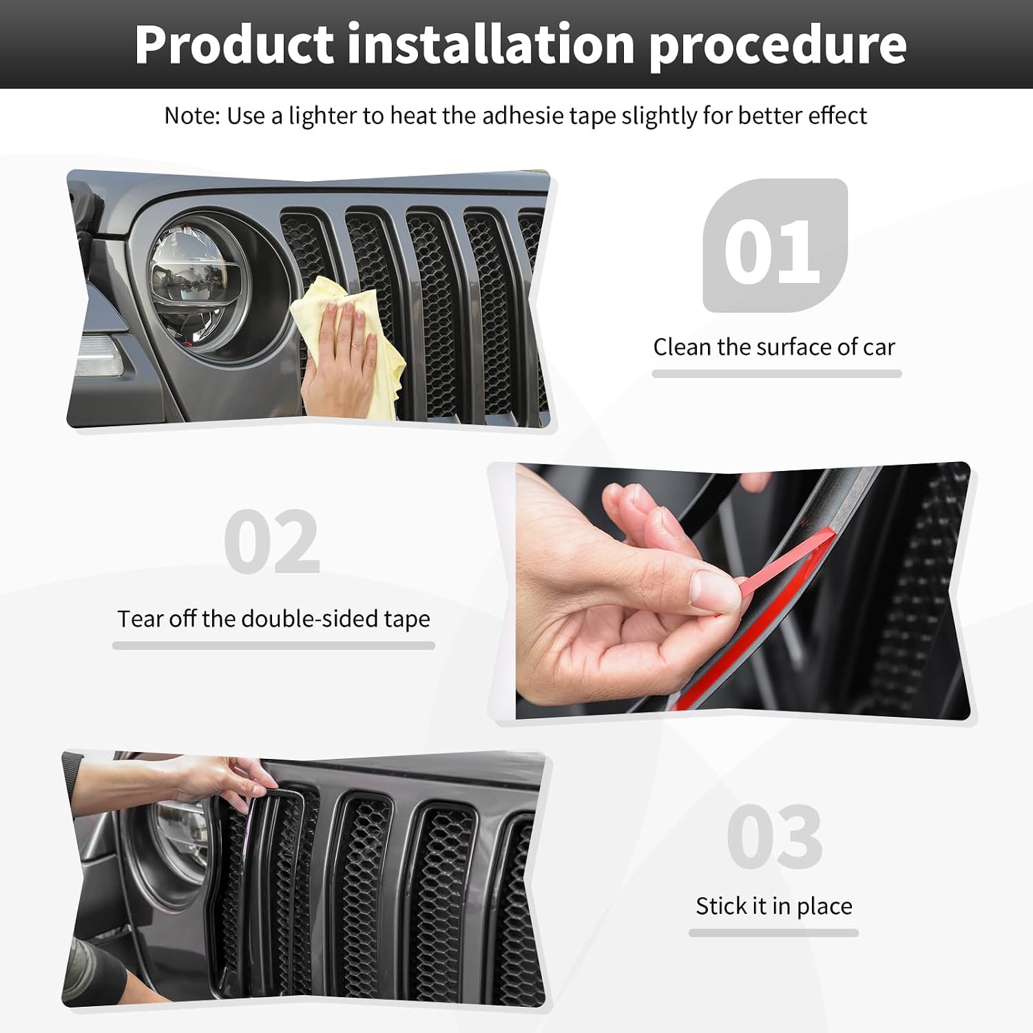 CheroCar Front Grille Mesh Inserts & Angry Eyes Headlight Bezels Cover Trim Fit for 2018-2025+Jeep Wrangler JL JLU&Gladiator JT Exterior Accessories Clip-in Grille Guard Cover Headlight Bezels,Black