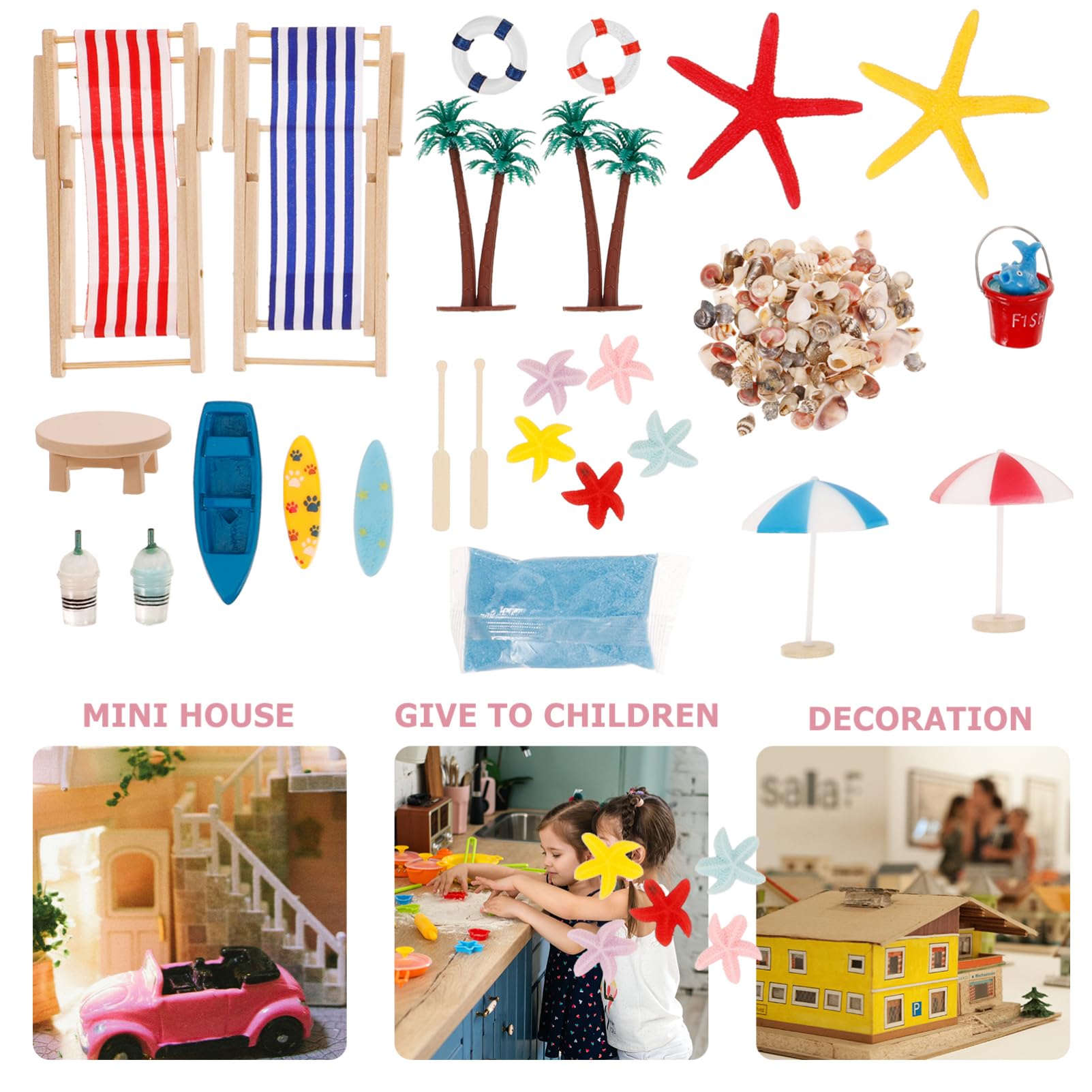 Yardwe 1 Juego Miniatura de Playa de Verano Kit de Decoración para Casa de Muñecas Accesorios de Playa para Miniatura y Proyectos DIY