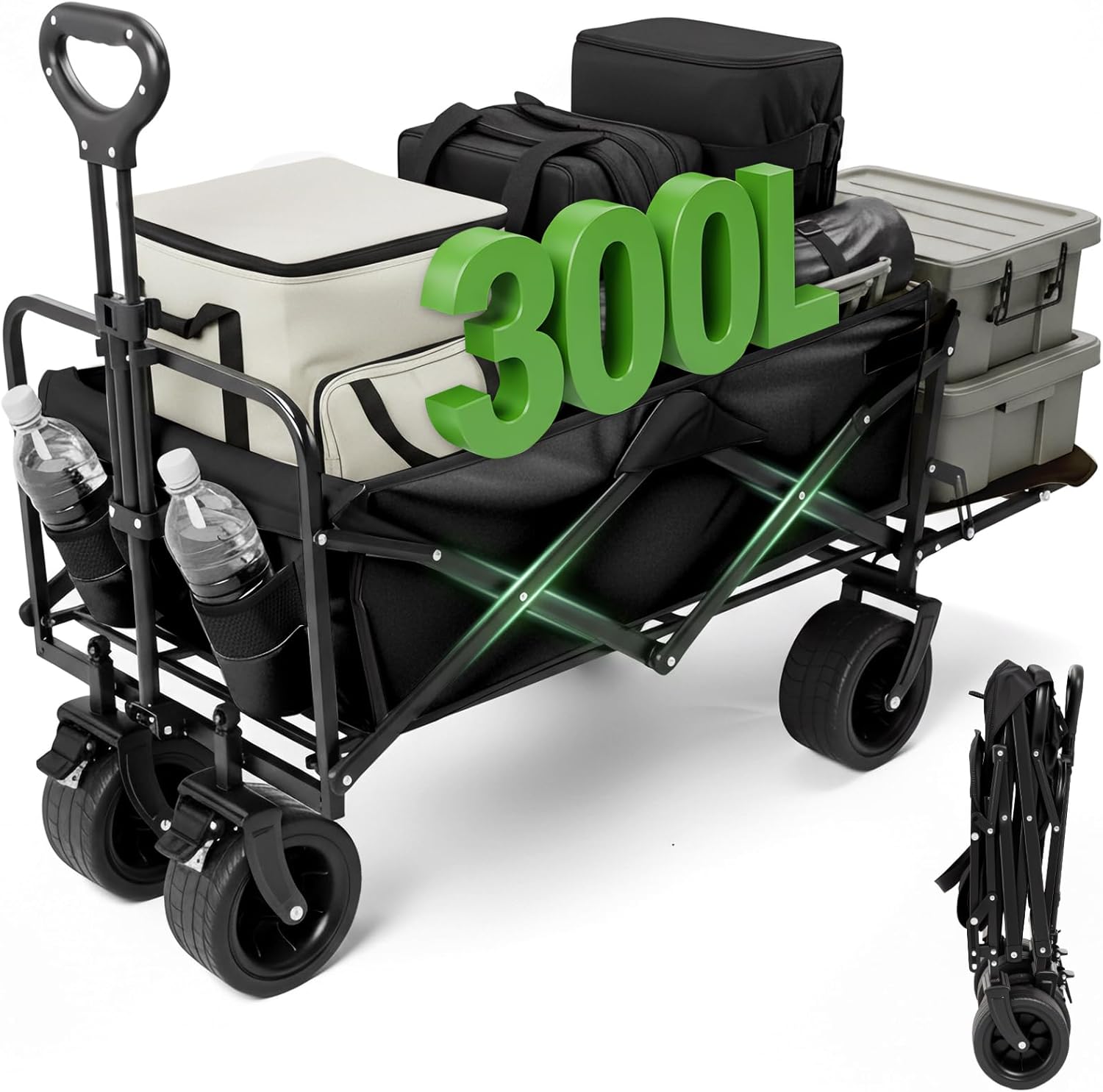 Lead Recluse 後部展開可アウトドアワゴン【長物対応ブレーキ付キャリーワゴン 耐荷重250kg 大容量300L】 キャンプ