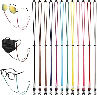 12PCS Glasses Strap Eye Glasses Holders Around Neck Adjustable Leather Eyeglasses Reading Glasses Chain for Women