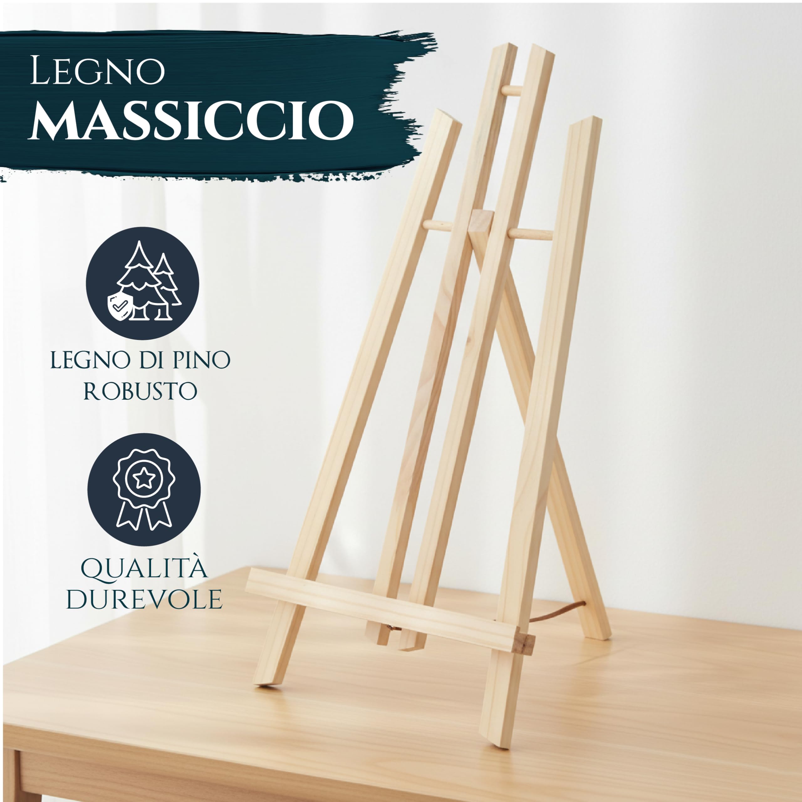 Artina Cavalletto Pittura da Tavolo London per artisti Adulti e Bambini - cavalletto in Legno Massiccio di Pino Leggero da trasportare - cavalletto per Tele