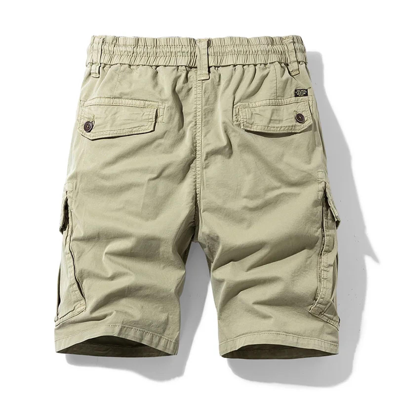 Shorts Kurze Hose Männer Baumwolle Shorts Hosen Herren Kleidung Elastische Taille Casual Solide Strand Jogger Multi Tasche Shorts Männlichen