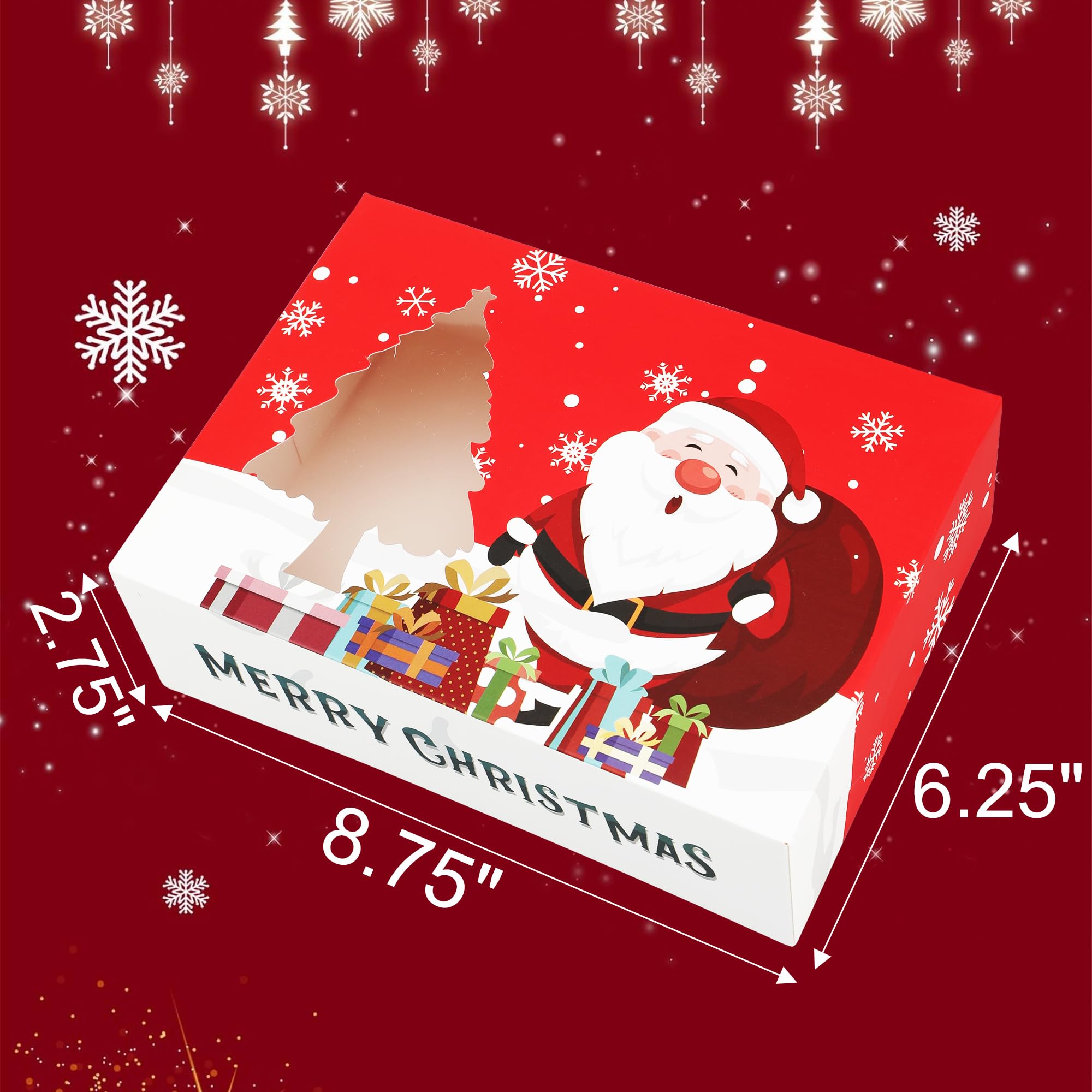 Zzrywuty Cajas de galletas de Navidad para regalo, cajas blancas de panadería de Navidad con ventana, cajas de regalo de Navidad para mini pasteles, postres, cupcakes, donas de caramelo (24 piezas)