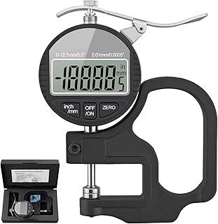 Neoteck Digital Thickness Gauge 0.5 inch/12.7mm, 0.0005"/0.01mm, Thickness Meter Precise Electronic Micrometer with LCD Display