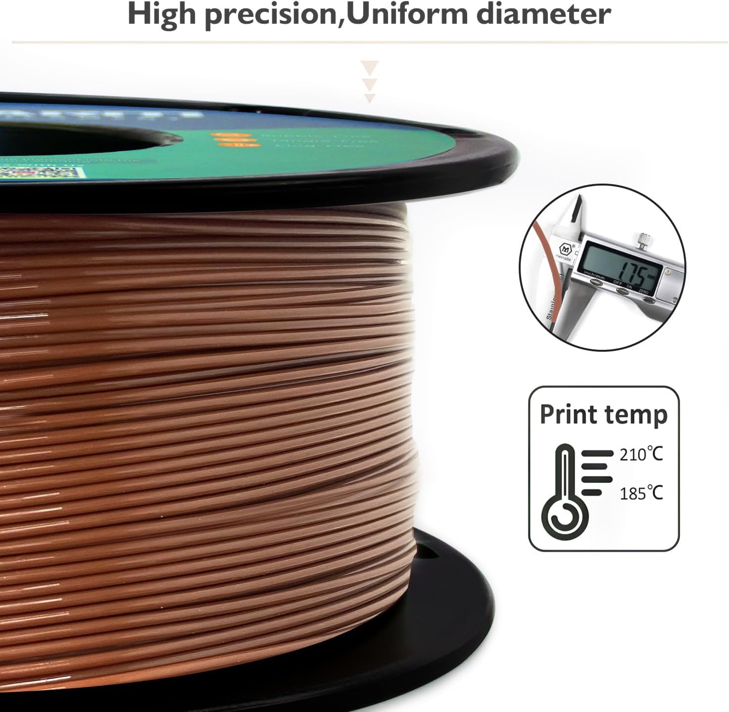 PETG Filament per Stampante 3D, GIANTARM PETG Filament 1,75mm, Dimensional Accuracy +/- 0,2mm 1kg, Marrone