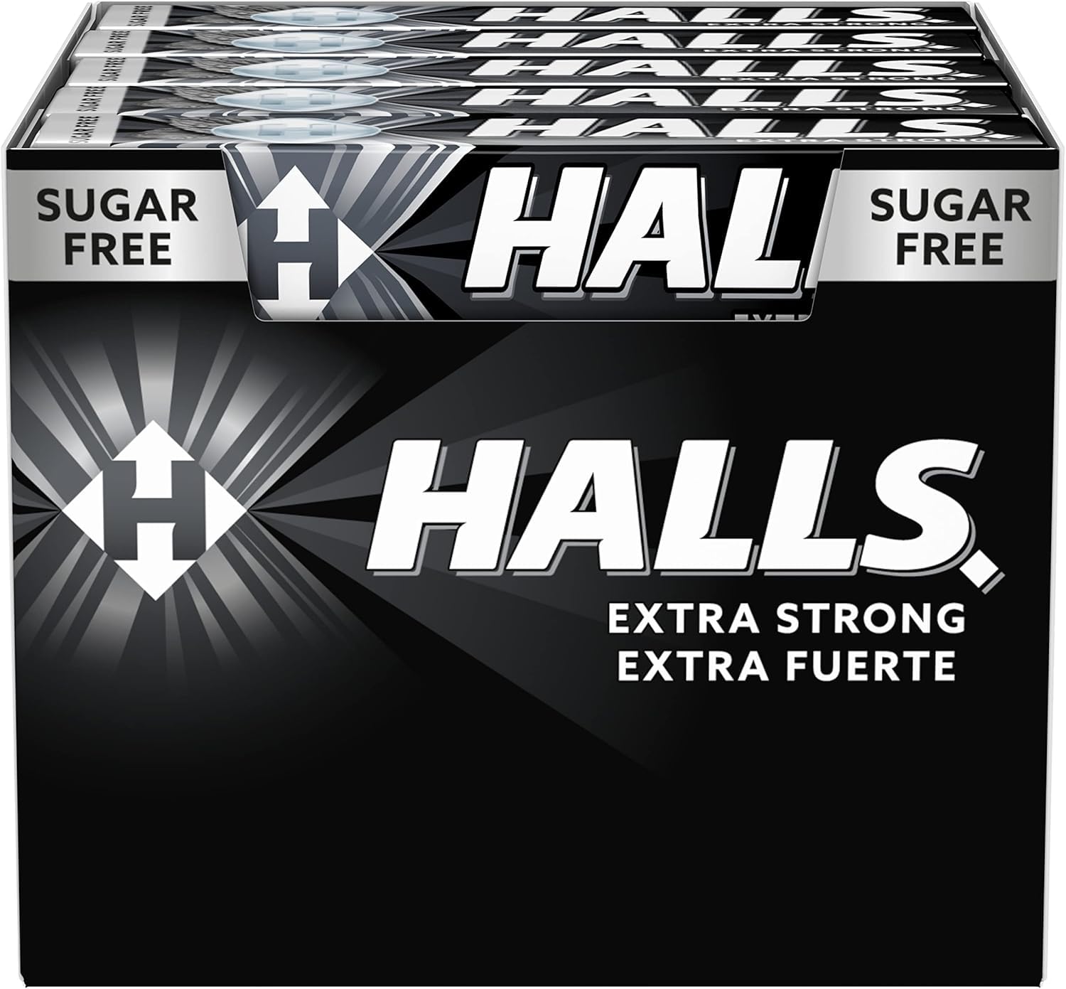 Halls Menta Fuerte sin Azúcar – 480 Caramelos Refrescantes con Mentol y Eucalipto (24 Cajas x 20 Sticks de 32 g) | Caramelos de Menta Intensos para Garganta y Aliento Fresco | Caja Económica