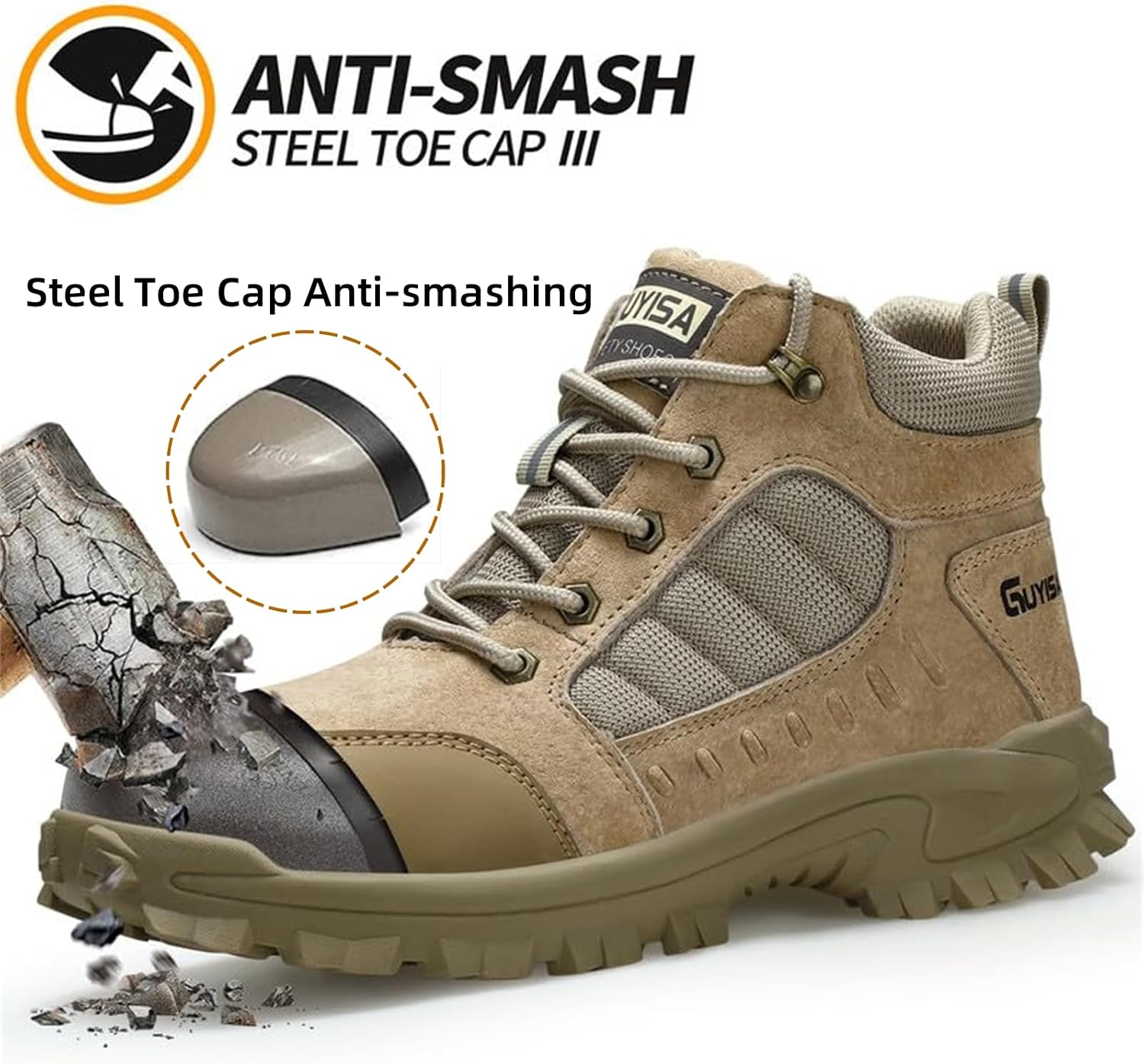 Steel Toe Shoes for Men Lightweight Breathable Work Shoes Construction Industrial Work Tennis Shoes Safety Shoes Comfortable Steel Toe Sneakers for Men Women