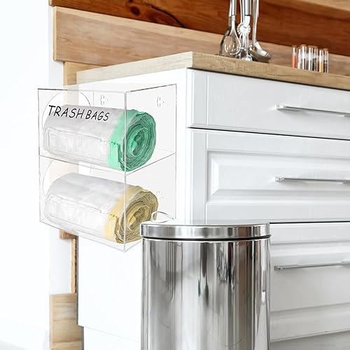 Miniatura 4 de Dispensador de bolsas de basura grandes 2 en 1, dispensador de almacenamiento de bolsas de basura acrílicas duraderas, organizador de bolsas de