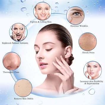 Hydrogen Oxygen Facial Beauty Machine, FAZJEUNE 6 in 1 Oxygen Facial Sprayer Multifunctional Vacuum Face Sprayer Skin Scrubber Spray Dermabrasion Machine Small Bubble Device for Home Spa Salon