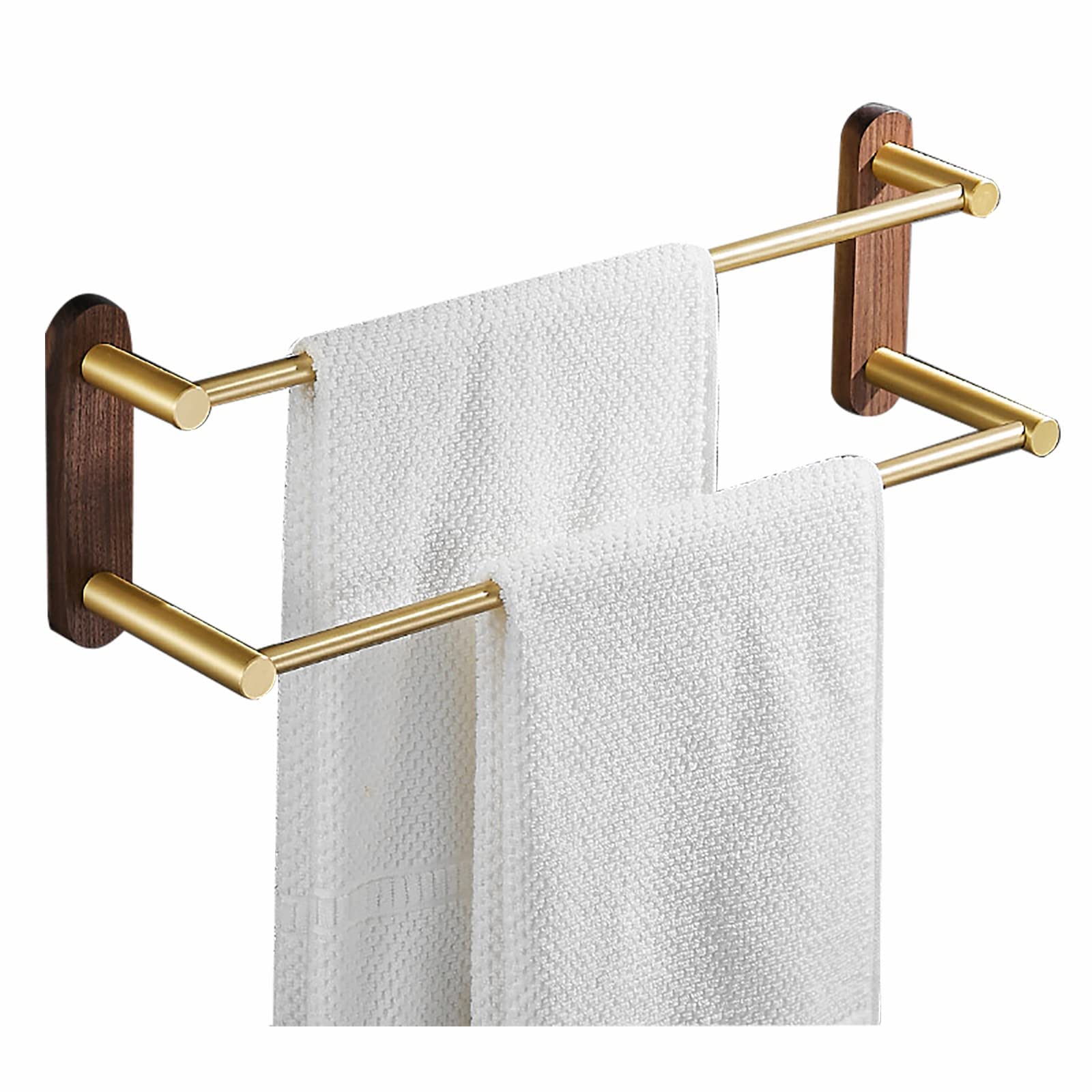 Porte-serviettes double en alu et noyer noir, le chic hôtelier pour votre bain - 7