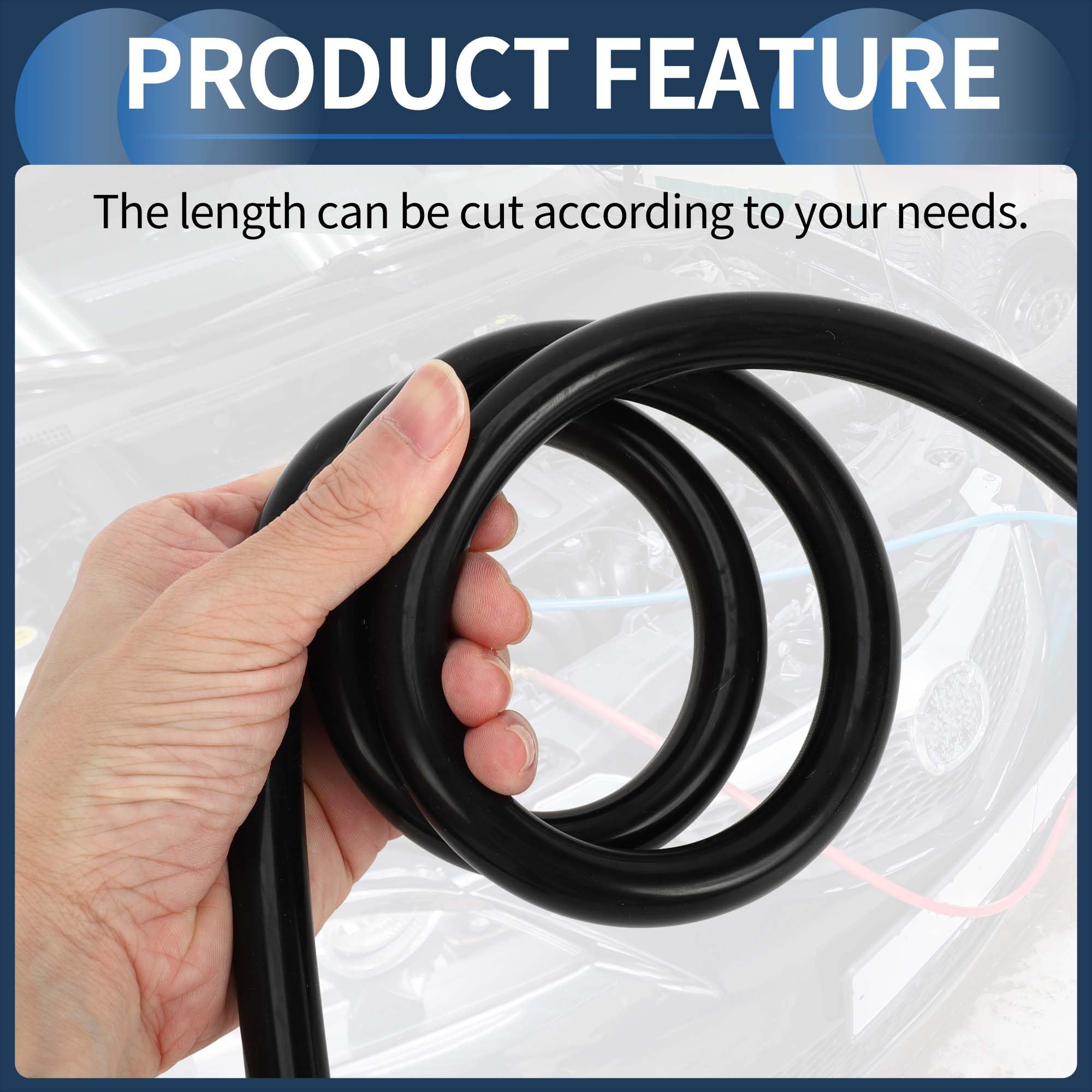 Tubo in Silicone per Aspirazione Motore 6FT 3/8" 10mm ID 2.5mm Spessore Auto Tubo in Silicone Nero ad Alta Temperatura