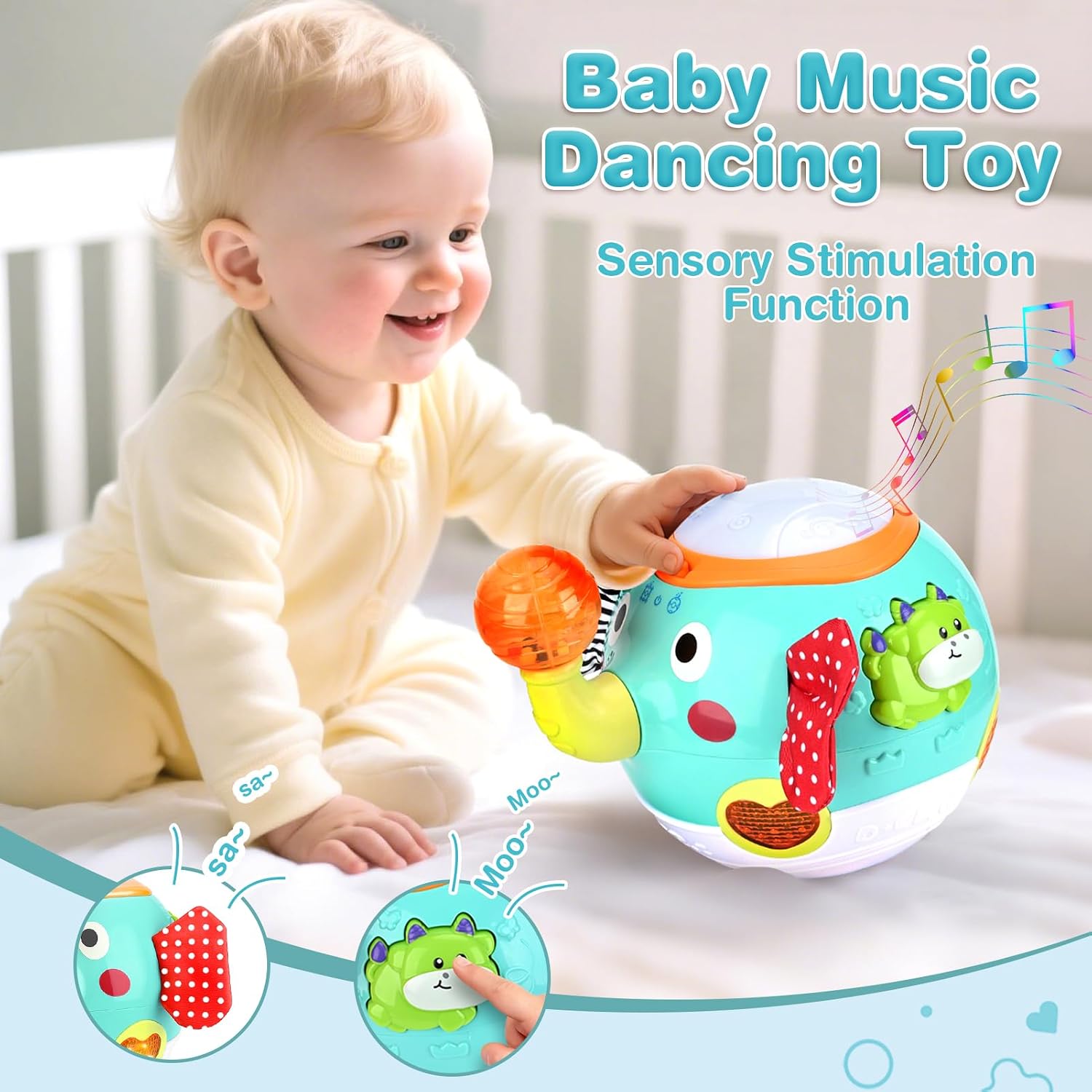 Crawling Toys - Baby Toys 6-12 Months, Elephant Musical Toy with Lights & Sounds, Interactive Learning Baby Crawling Toys for Motor Skills Development, Sensory Toy for Boys Girls, Christmas Birthday image 2