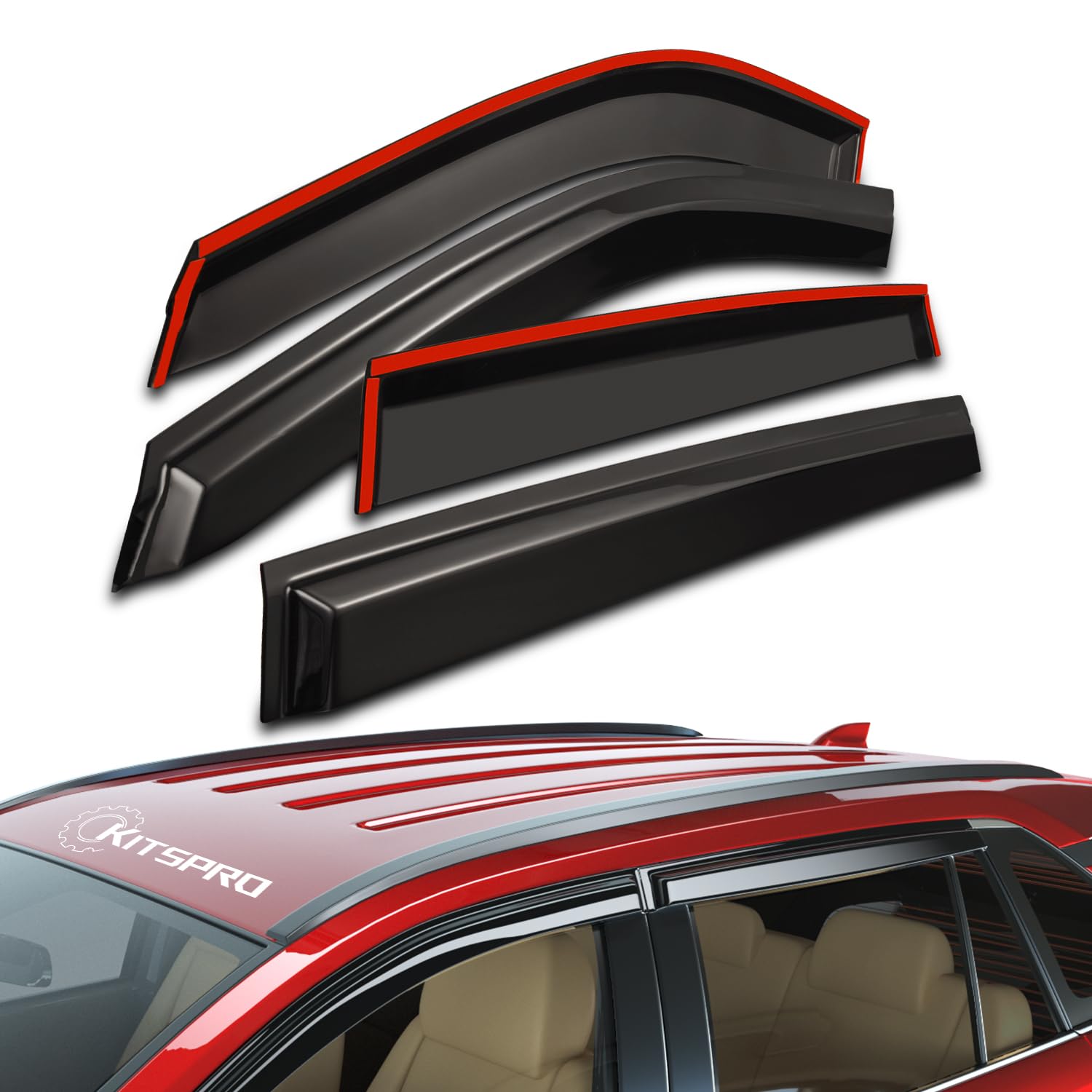 KitsPro Window Deflector Rain Guards for 2019-2023 Toyota RAV4 Vent Deflectors Window Visors, Dark Smoke