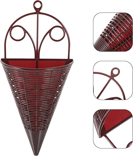 Miniatura 9 de Cesta 5 piezas de ratán colgante de mimbre para macetas colgantes en forma de cono, maceta colgante de mimbre, maceta de pared para pájaros para