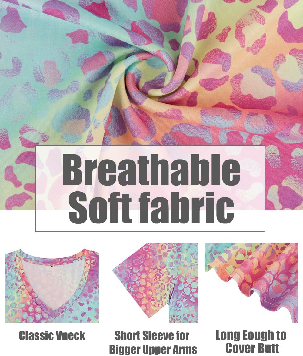 CARCOS Womens Plus Size Tops Basic Summer Shirts Short Sleeve V Neck Tunics Casual T-Shirt Loose Fits XL-5XL - Image 5