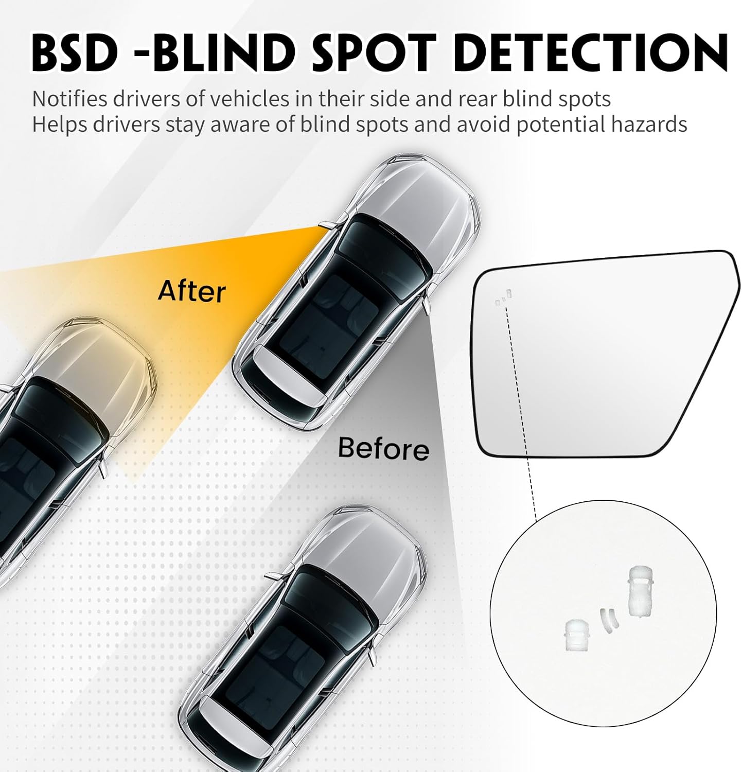 Heated Mirror Glass Replacement Compatible with Ford F150 2021-2024