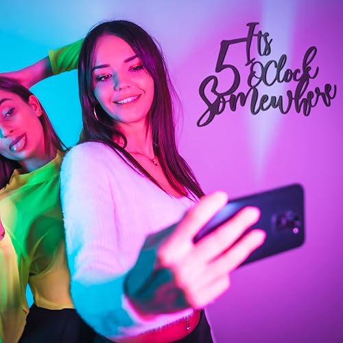 Miniatura 5 de Demissle Decoración de barra de metal para el hogar con texto en inglés "It's 5 O'clock Somewhere", decoración de pared de 10 x 15 pulgadas, barra