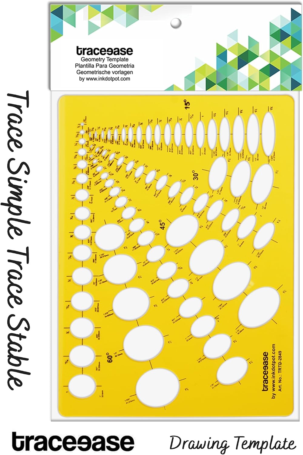 Traceease Trace Simple Trace Stable, Easy Dresden Quilting Ruler Template, Sewing Ruler for Drawing & Handmade Quilting Printed Measurements Plastic Stencil, 8.8 cmx 20.3 cm