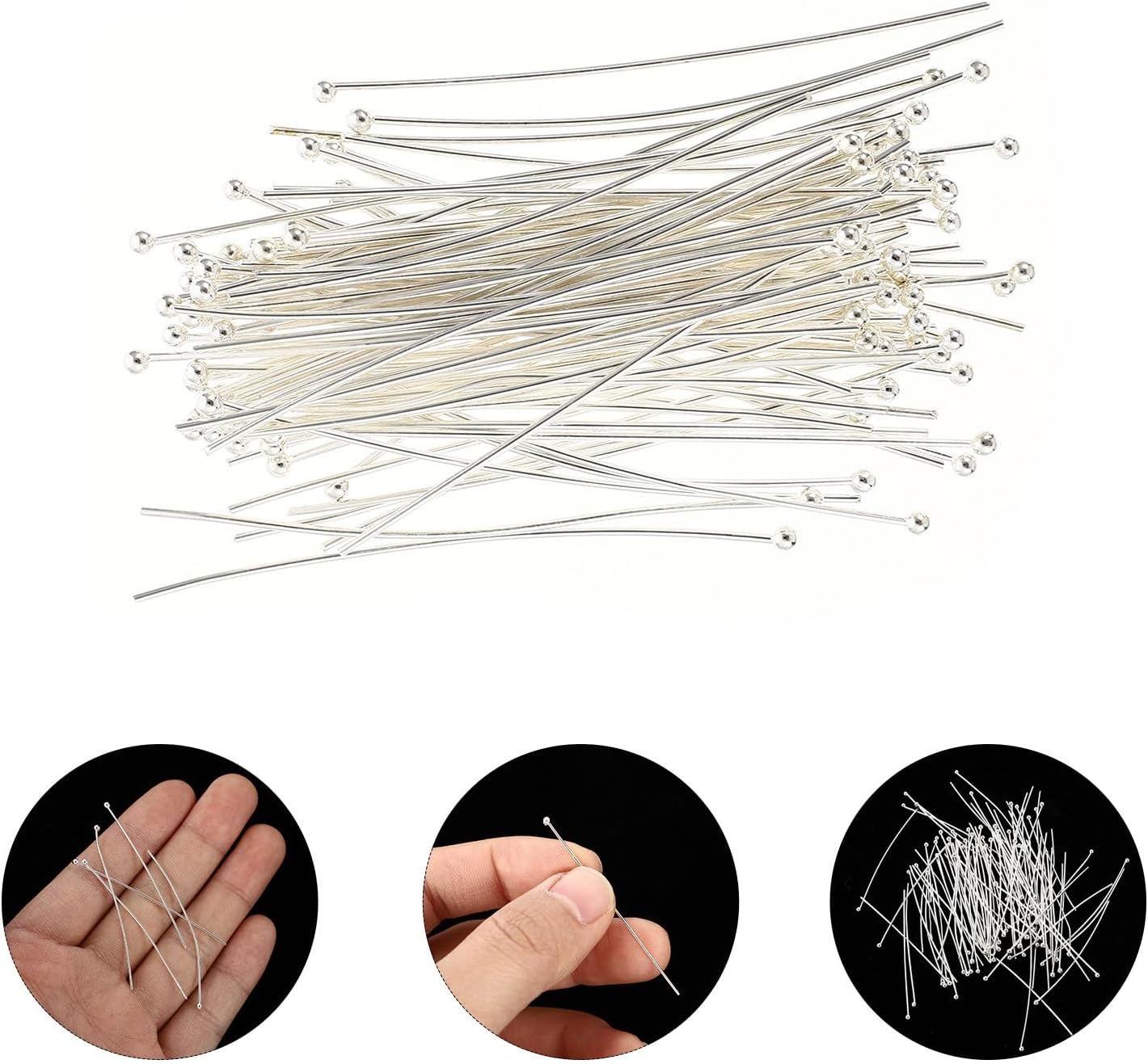 200pcs DIY Copper Ball Head Pins 0.7mm Thick Jewelry Making Supplies for Bracelet and Earring Crafting