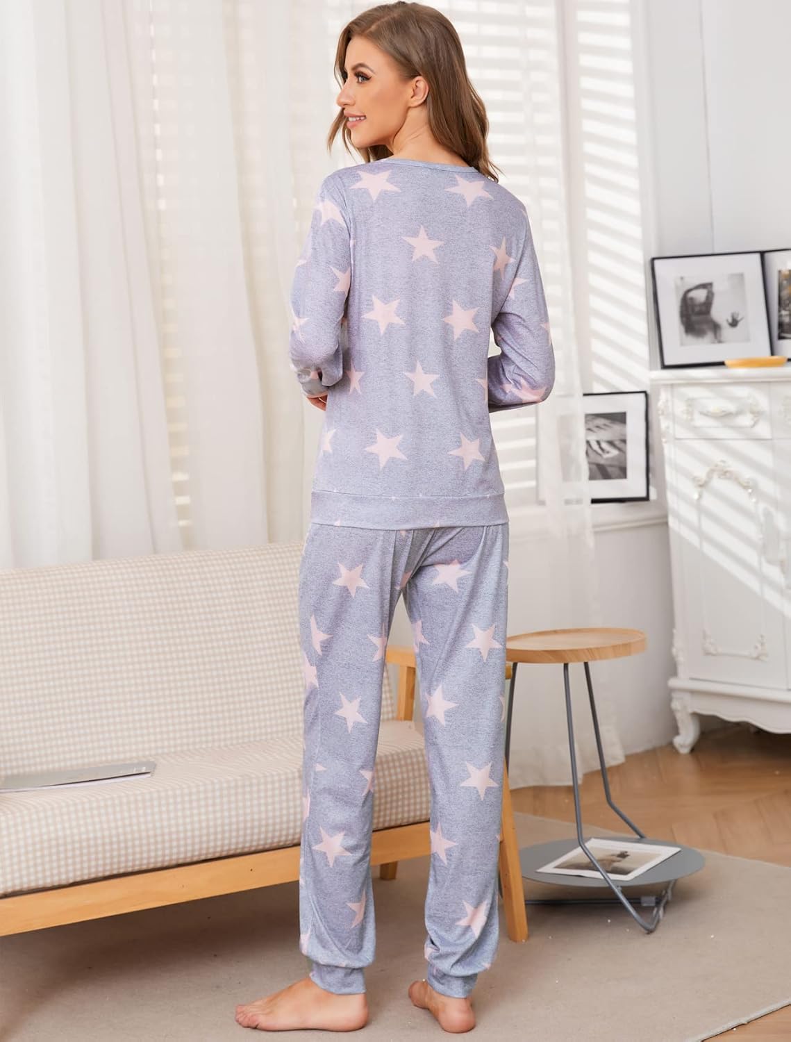 MOYEE Pajamas for Women Set Long Sleeves Top and Jogger Pants 2 Piece Loungewear Pjs Set with Pockets - Image 4