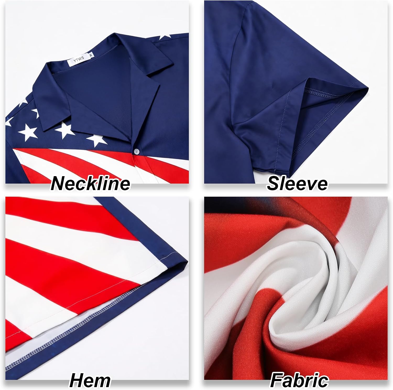 Mens 4th of July Shirt, American Flag Patriotic Shirts for Men, USA Hawaiian Button Down Casual Summer Vacation Top