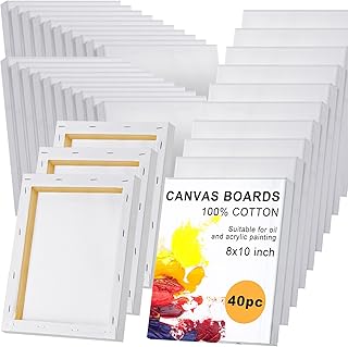 Stretched Canvas for Painting 10 oz Triple Primed Cotton White Blank Canvas Art Canvases for Painting Oil Paint Acrylics Pouring (20 Pieces, 8 x 10 Inch)